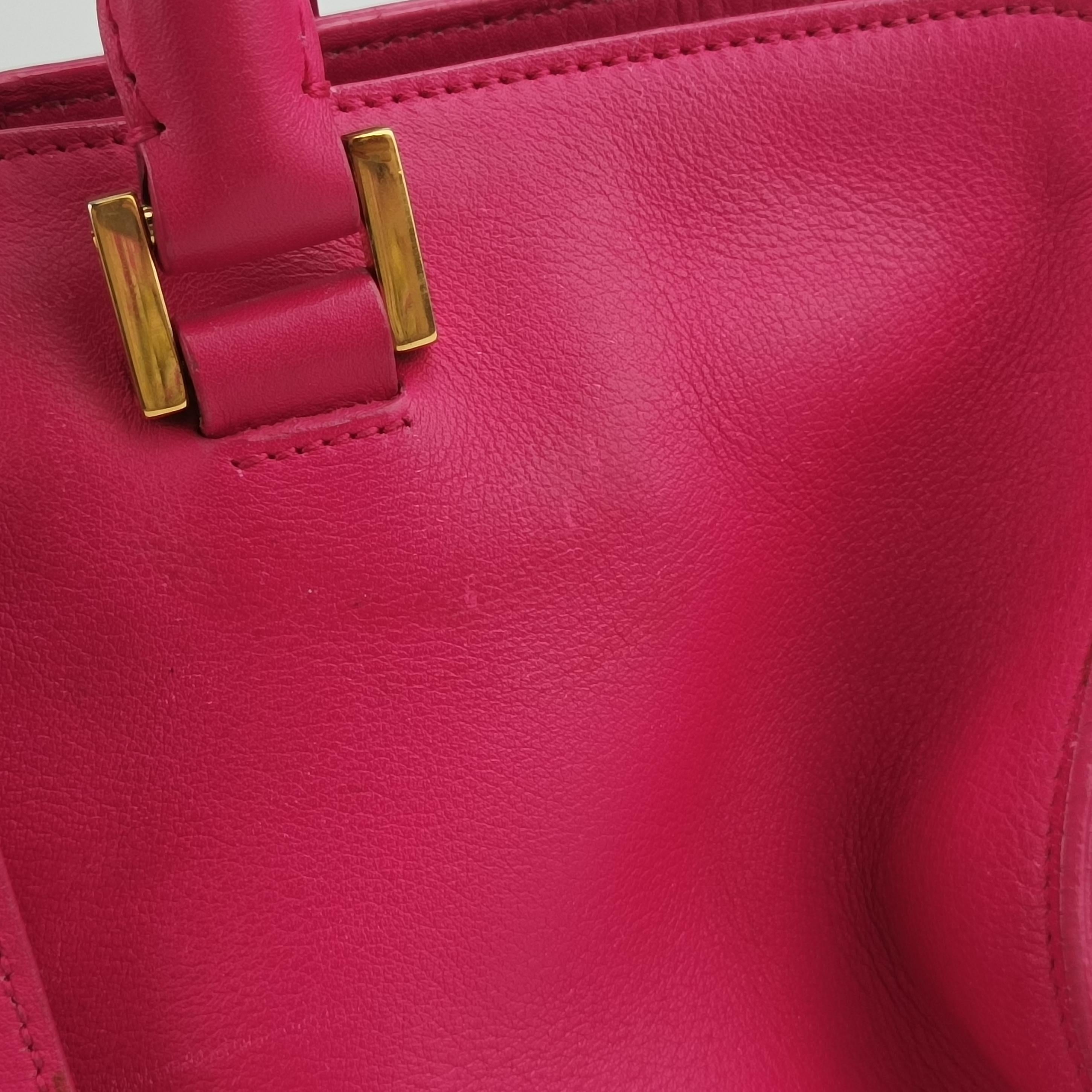Pre-owned Yves Saint Laurent Y Ligne Petit Cabas Rose Leather 311210 shoulderbag | stylenewstar
