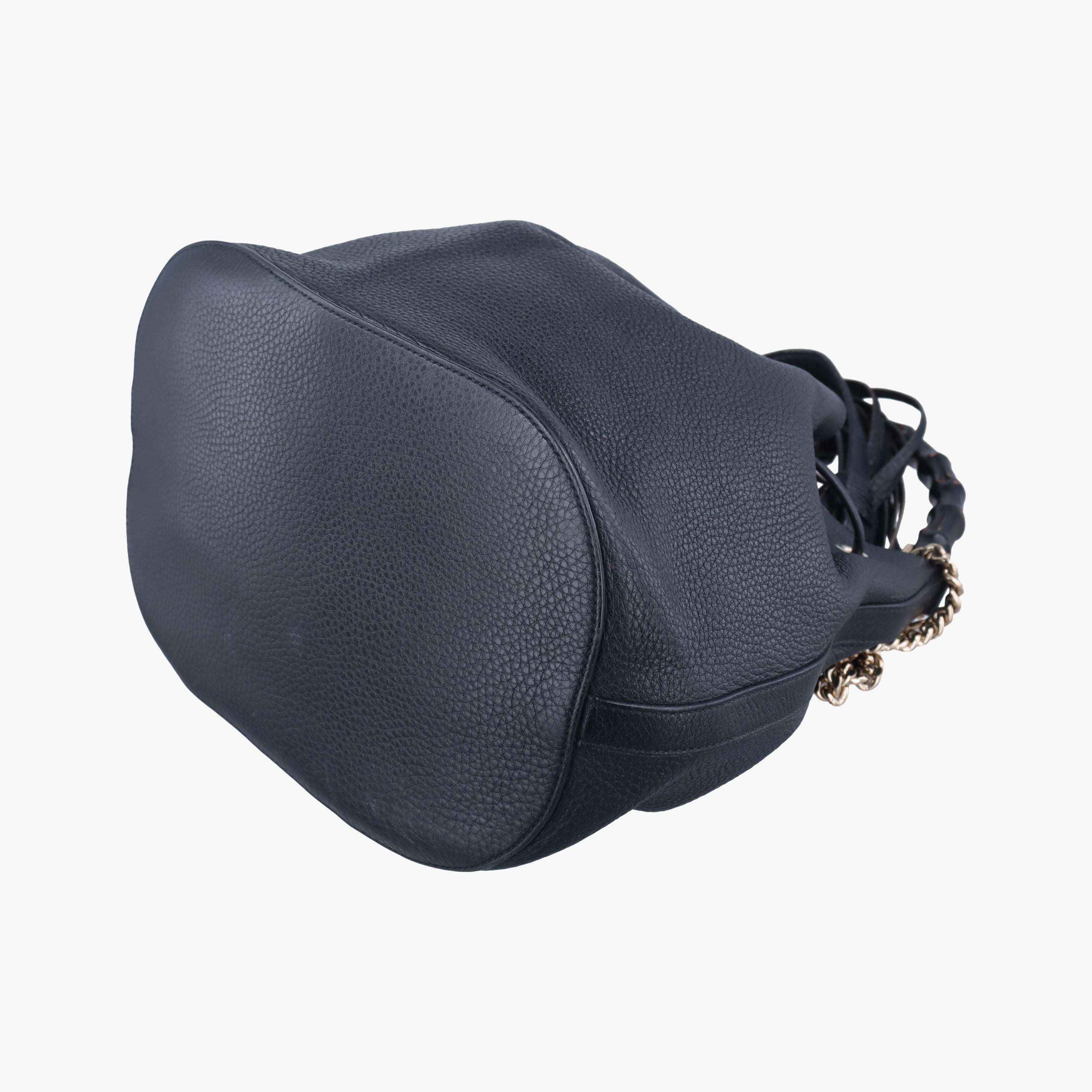 Secondhand Gucci Bamboo Fringe Tassel Bucket Black Leather 387613 shoulderbag | stylenewstar