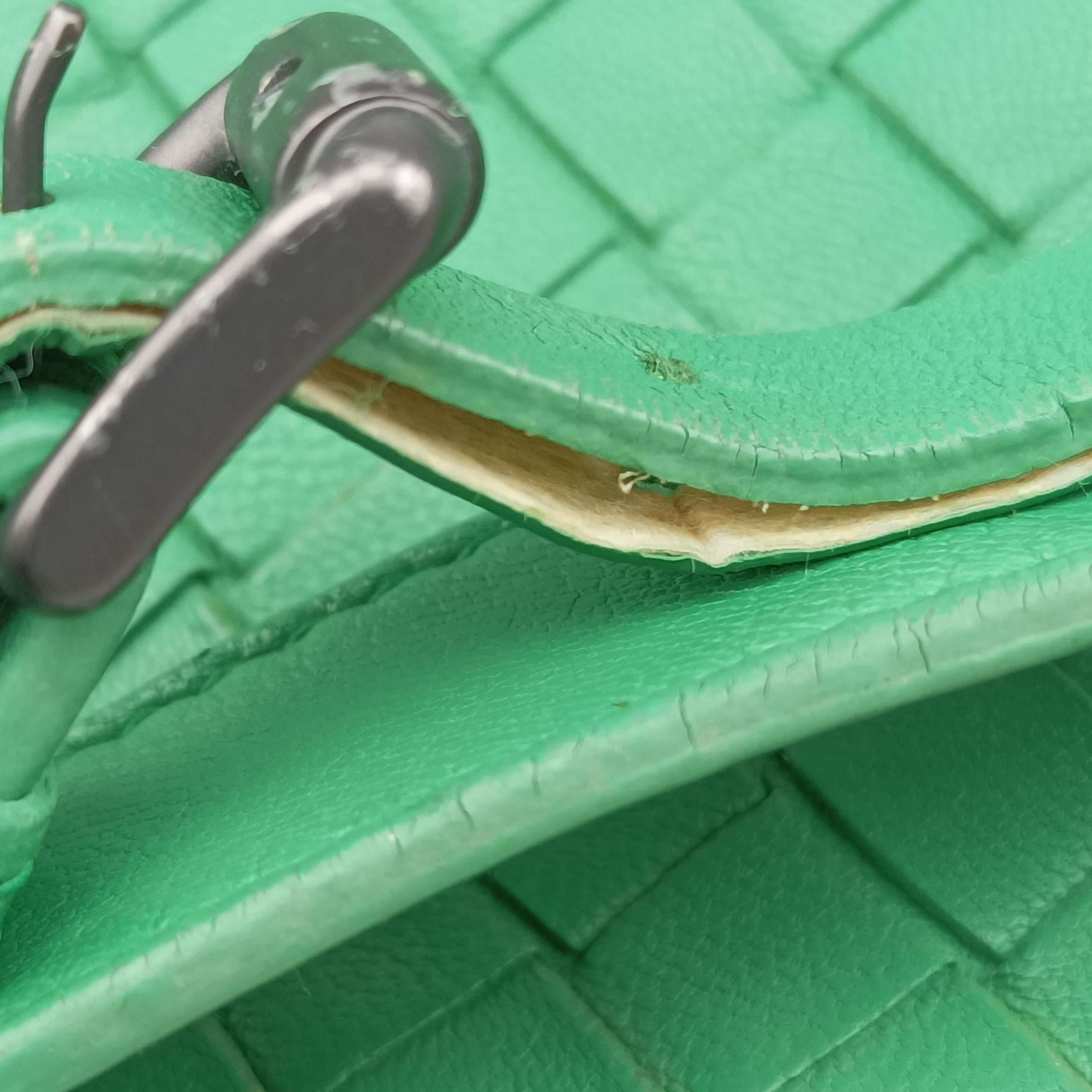 Pre-owned Bottega Veneta NODINI Intrecciato Green lambskin  shoulderbag | stylenewstar
