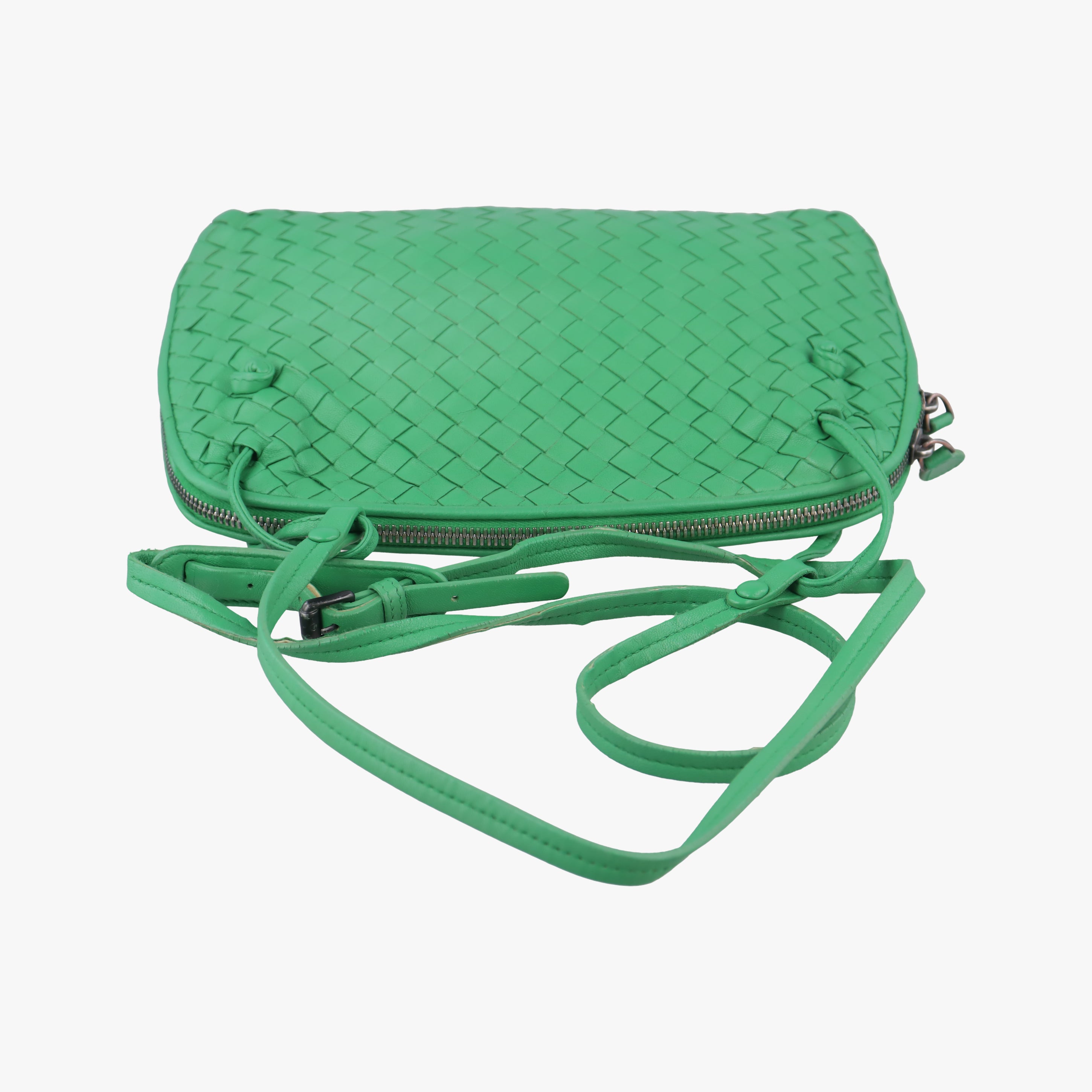 Pre-owned Bottega Veneta NODINI Intrecciato Green lambskin  shoulderbag | stylenewstar