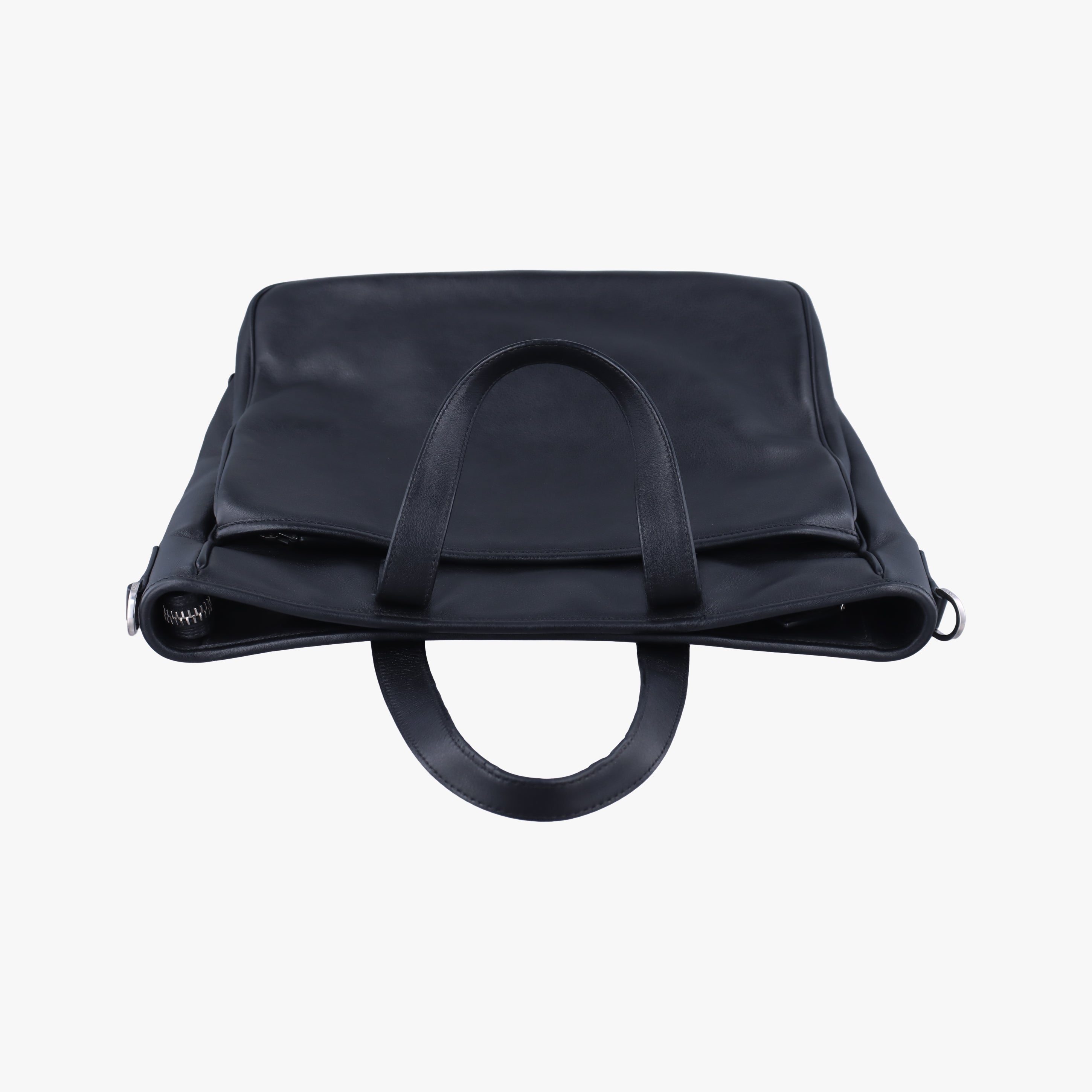 Pre-owned Prada triangle logo plate Black leather 2VG033 shoulderbag | stylenewstar
