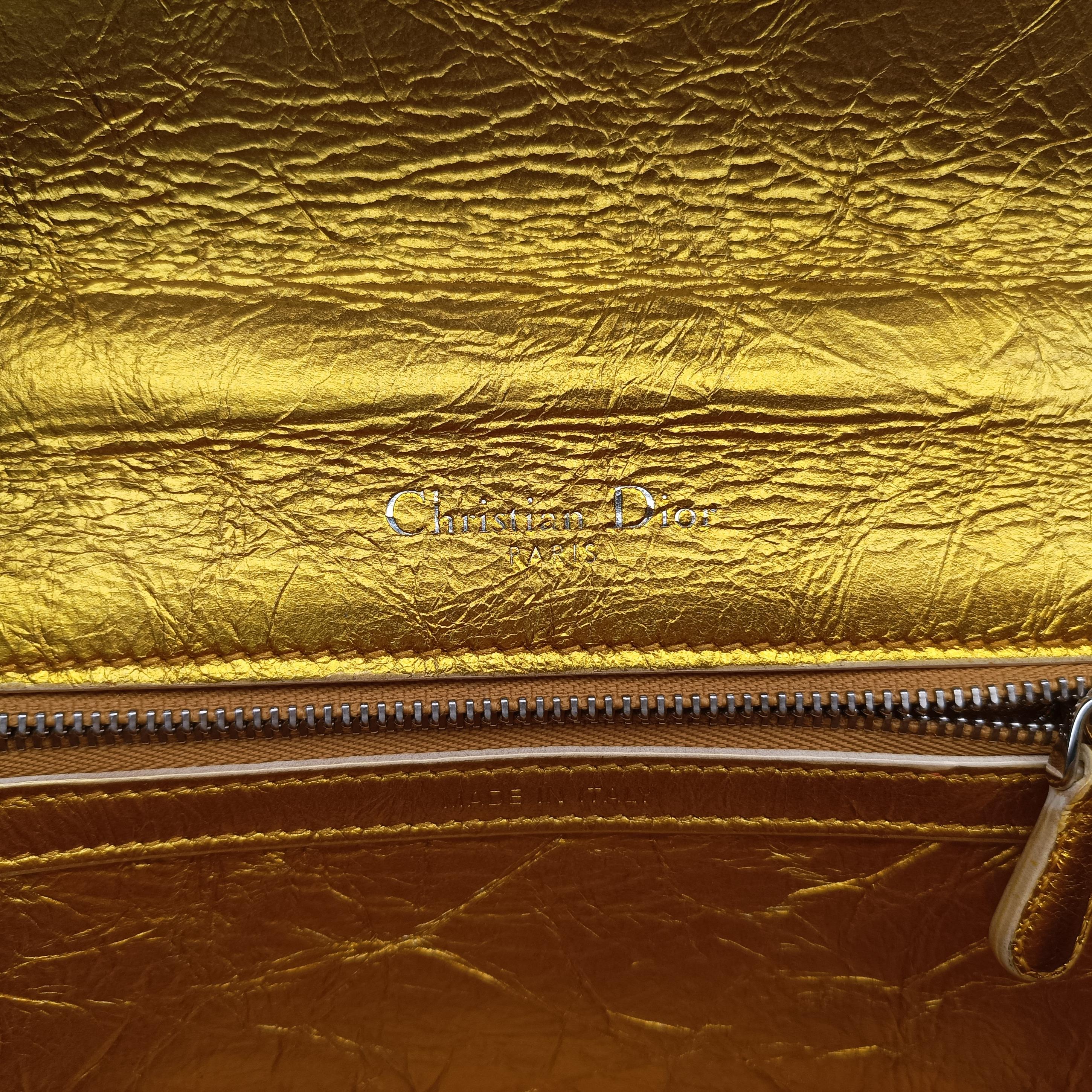 Pre-owned Christian Dior Diorama CD Clasp Golden Leather  shoulderbag | stylenewstar