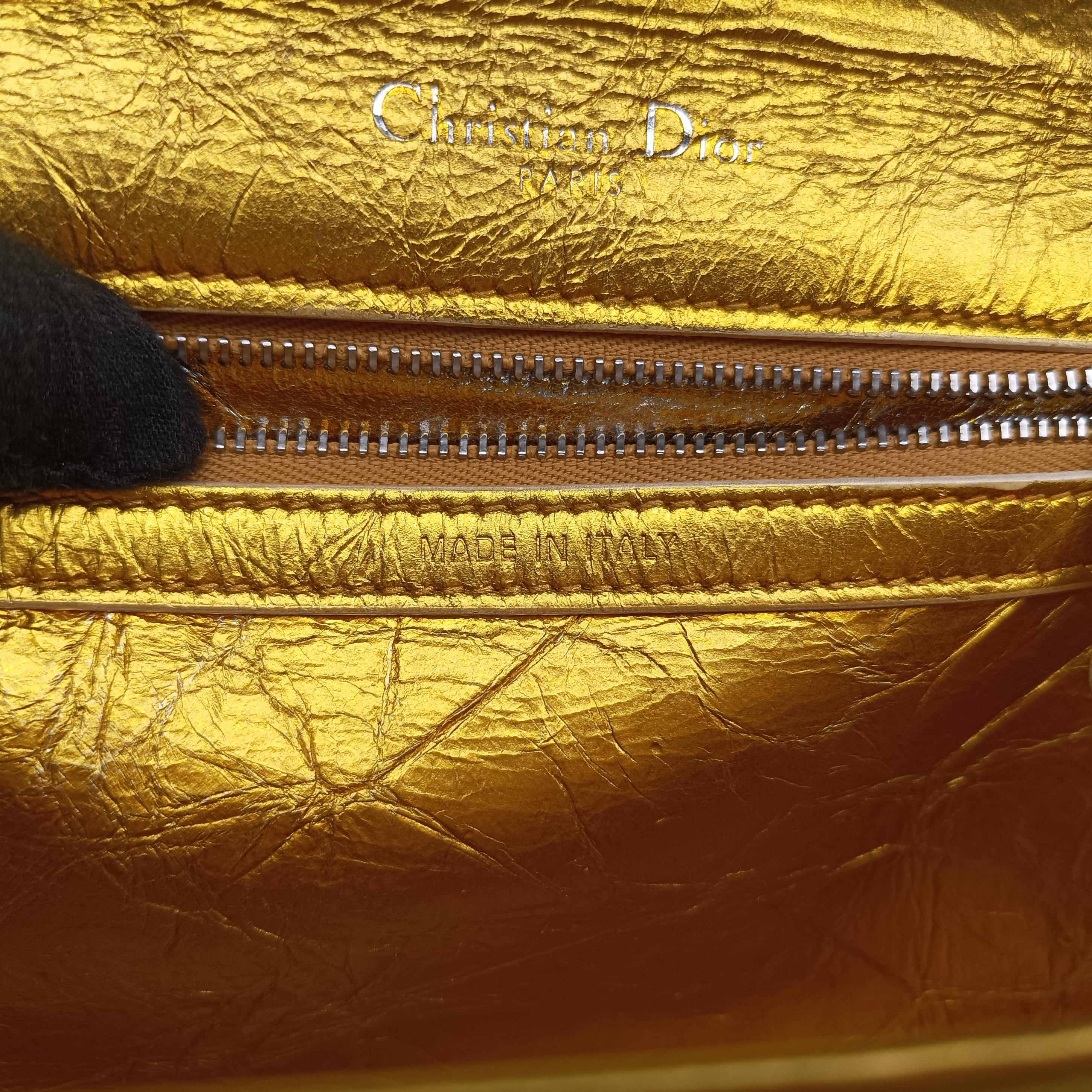 Pre-owned Christian Dior Diorama CD Clasp Golden Leather  shoulderbag | stylenewstar