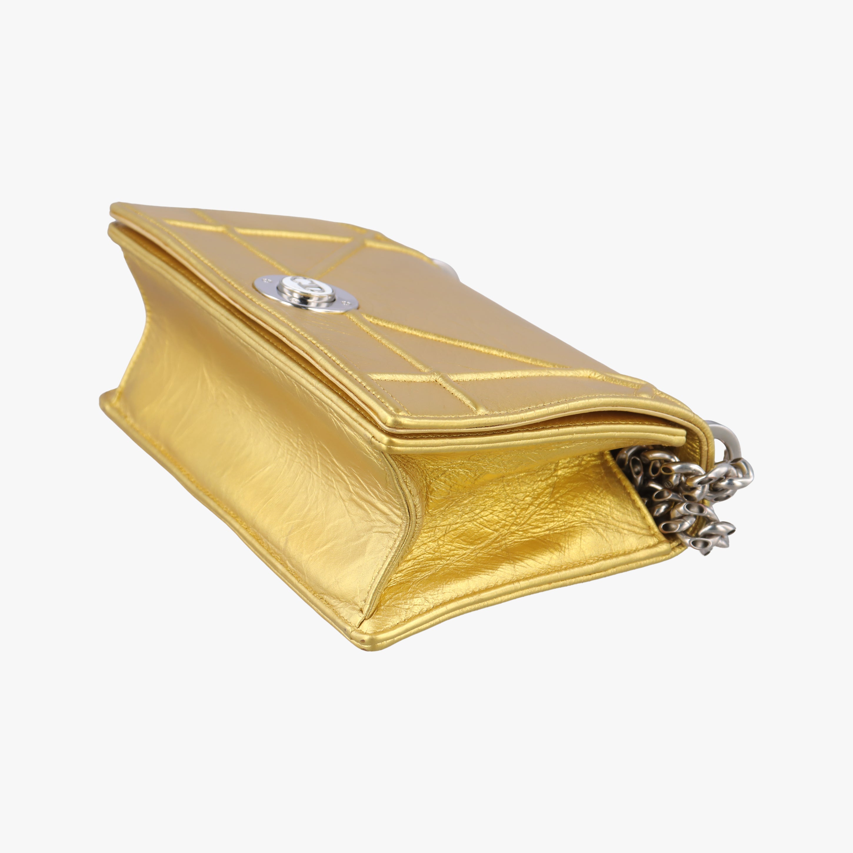 Pre-owned Christian Dior Diorama CD Clasp Golden Leather  shoulderbag | stylenewstar