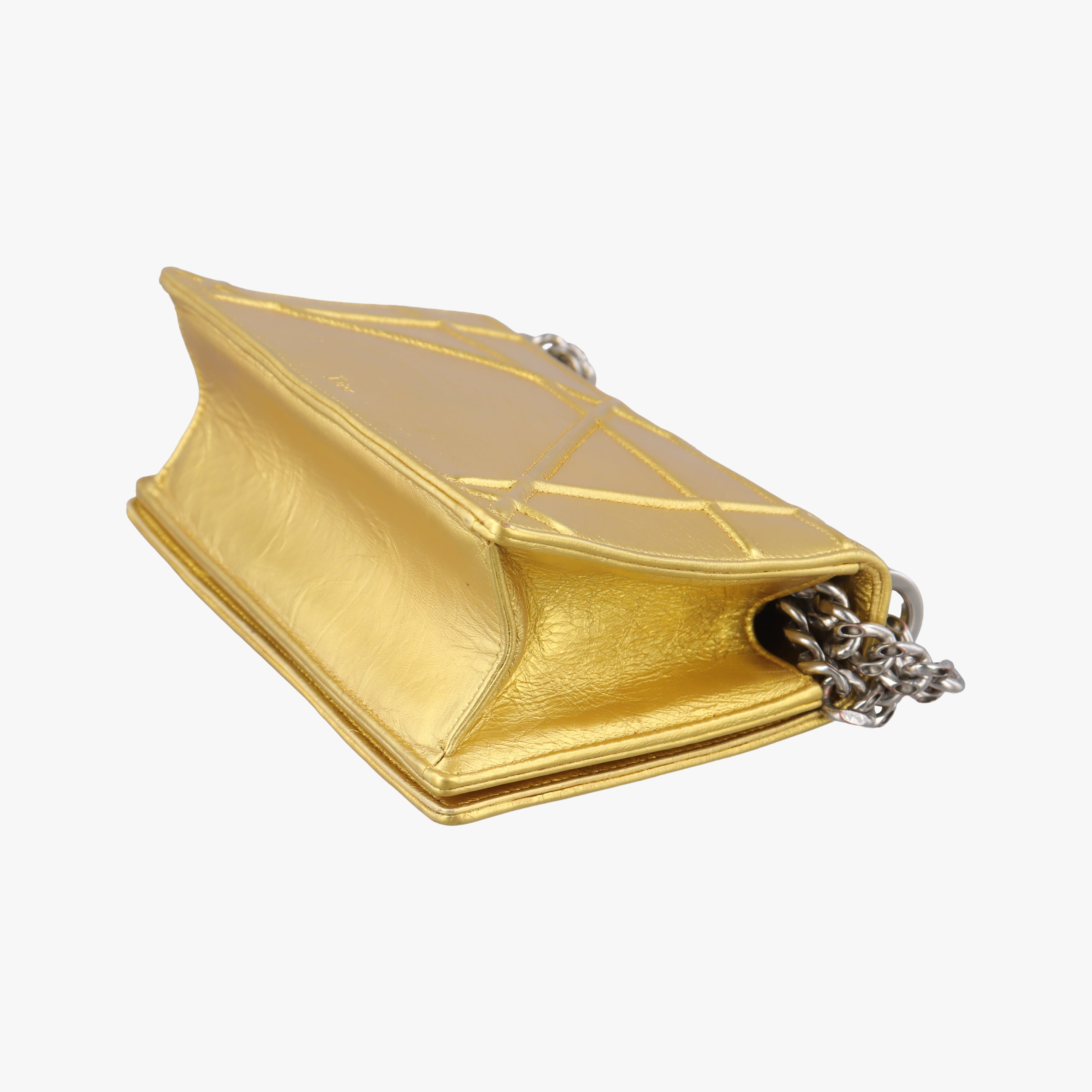 Pre-owned Christian Dior Diorama CD Clasp Golden Leather  shoulderbag | stylenewstar