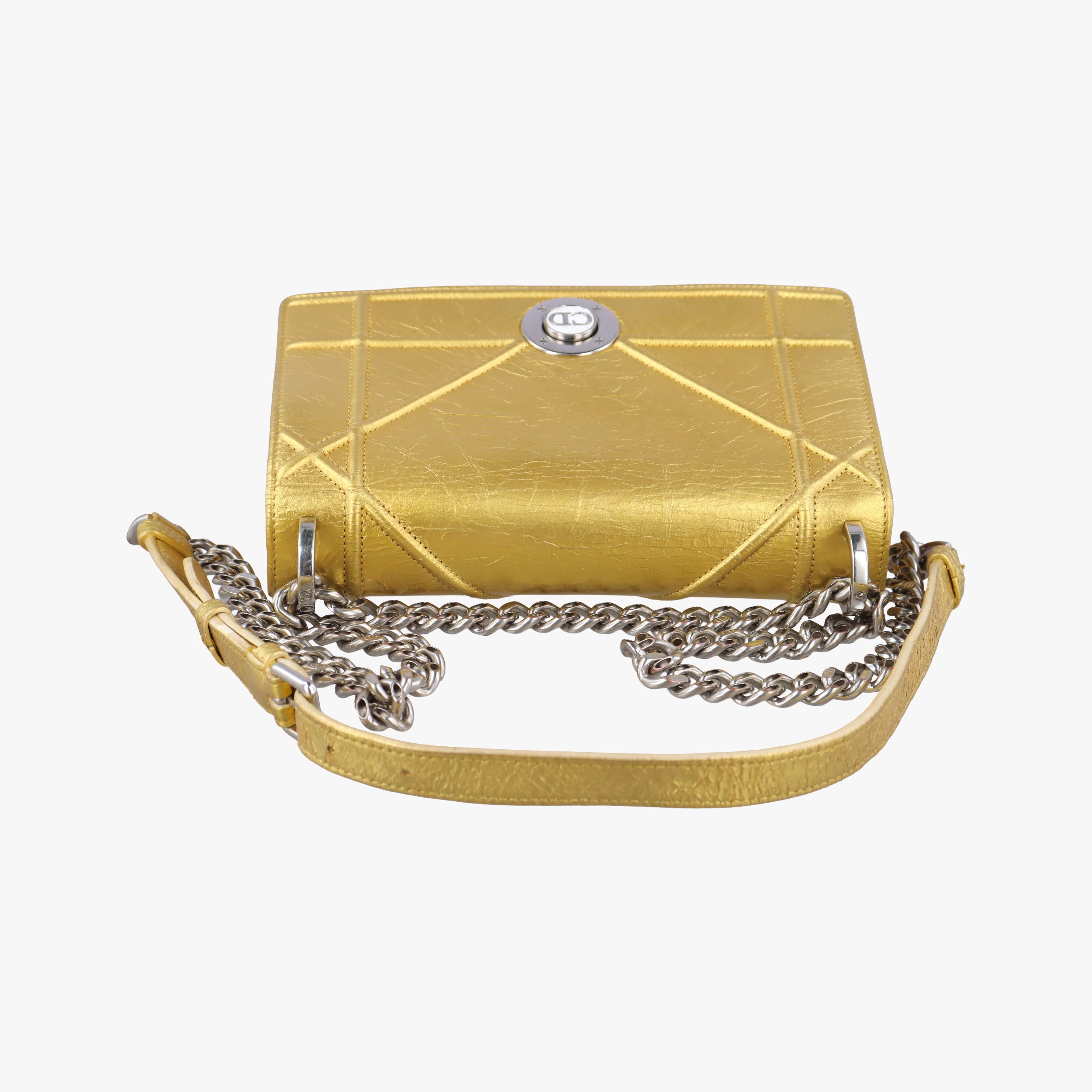 Pre-owned Christian Dior Diorama CD Clasp Golden Leather  shoulderbag | stylenewstar