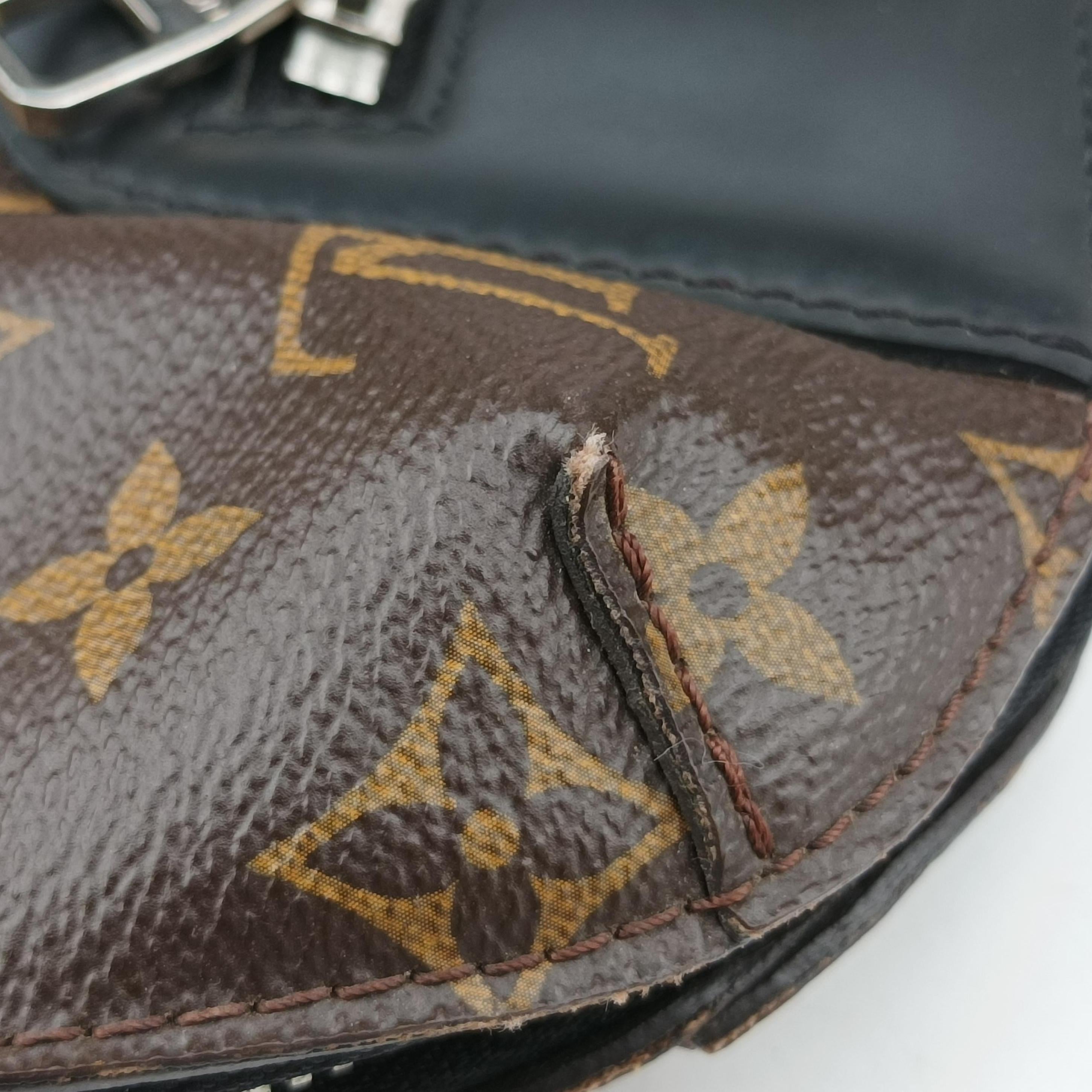 Pre-owned Louis Vuitton Monogram Macassar Port Document Jour Brown×Black Monogram coated canvas M54019 handbag | stylenewstar