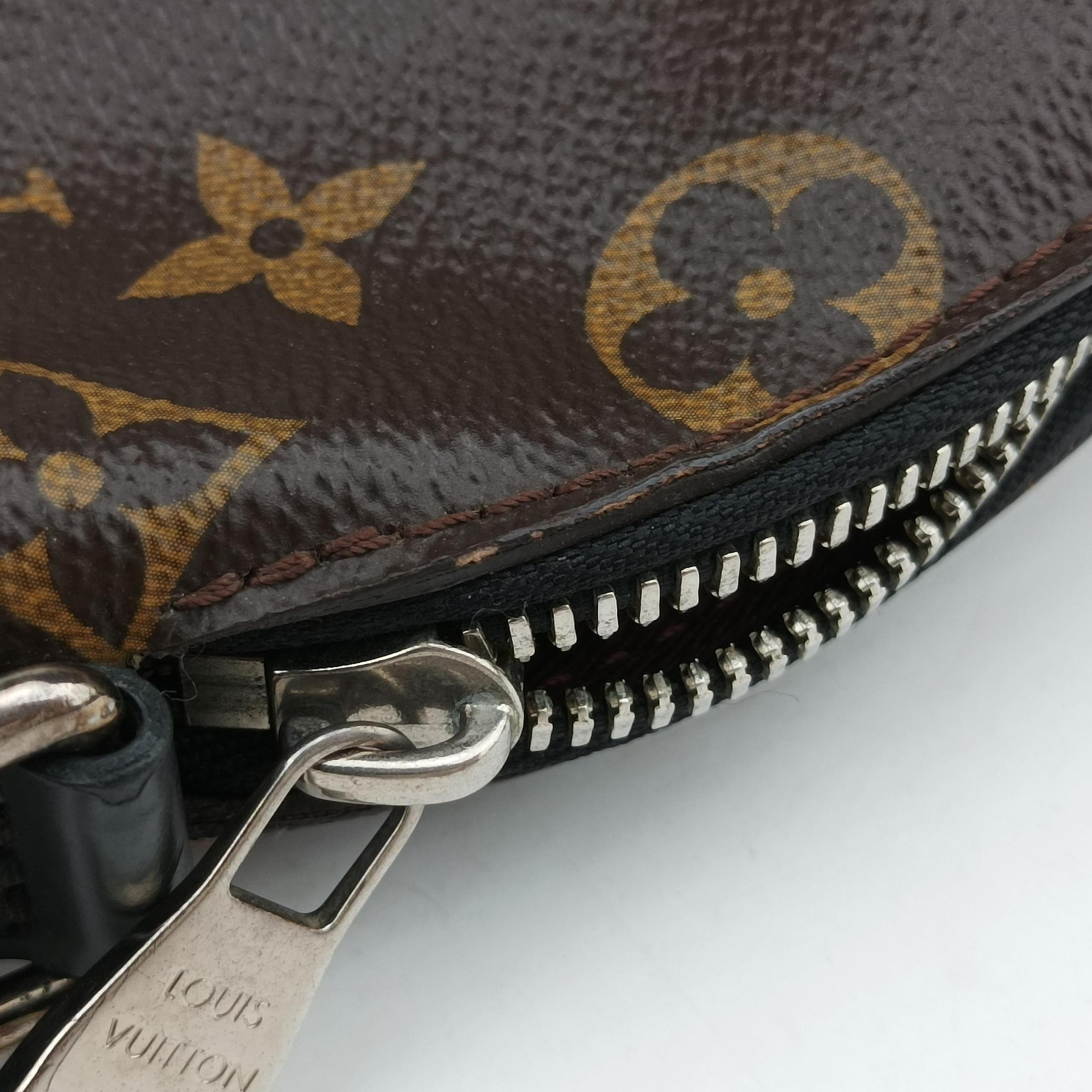 Pre-owned Louis Vuitton Monogram Macassar Port Document Jour Brown×Black Monogram coated canvas M54019 handbag | stylenewstar