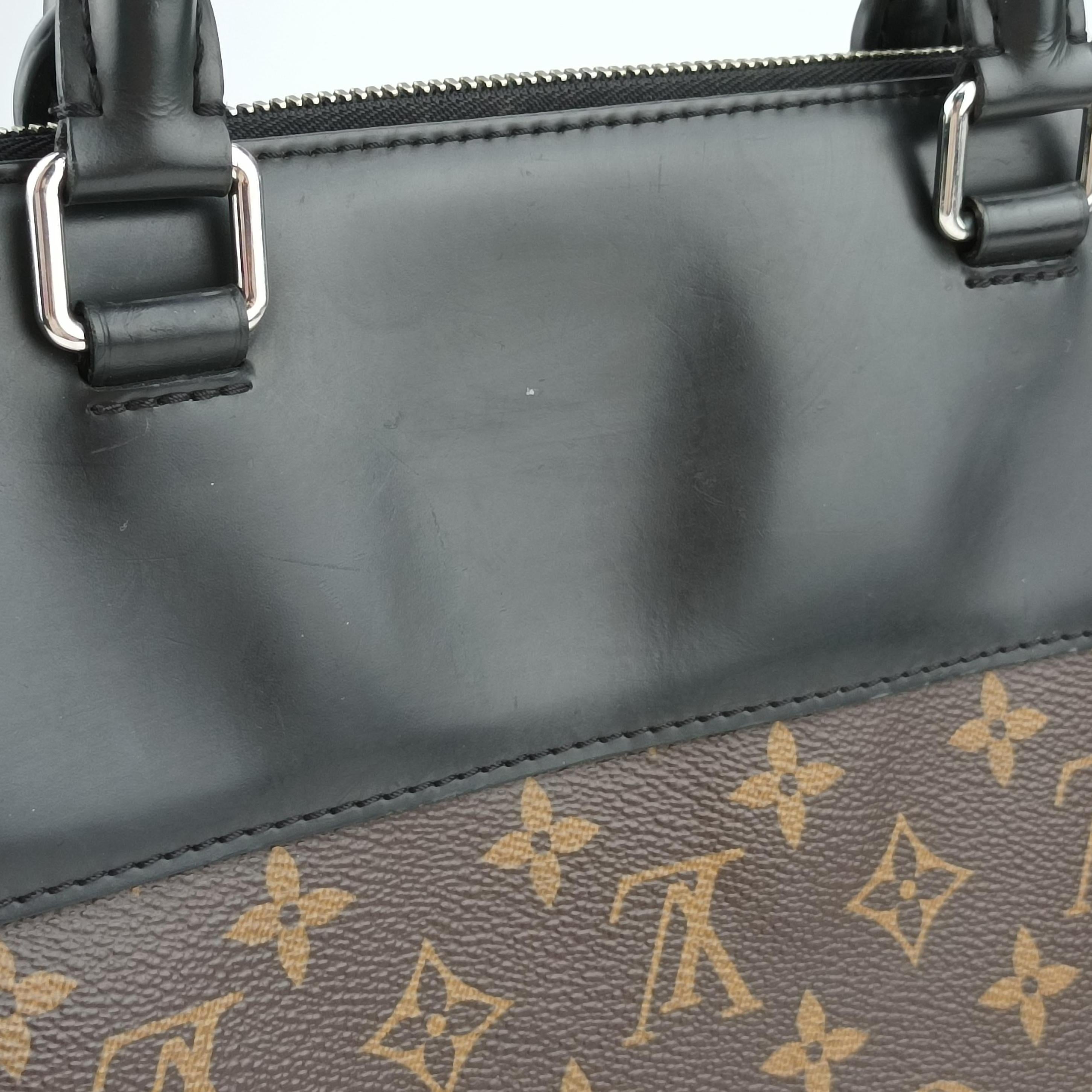 Pre-owned Louis Vuitton Monogram Macassar Port Document Jour Brown×Black Monogram coated canvas M54019 handbag | stylenewstar