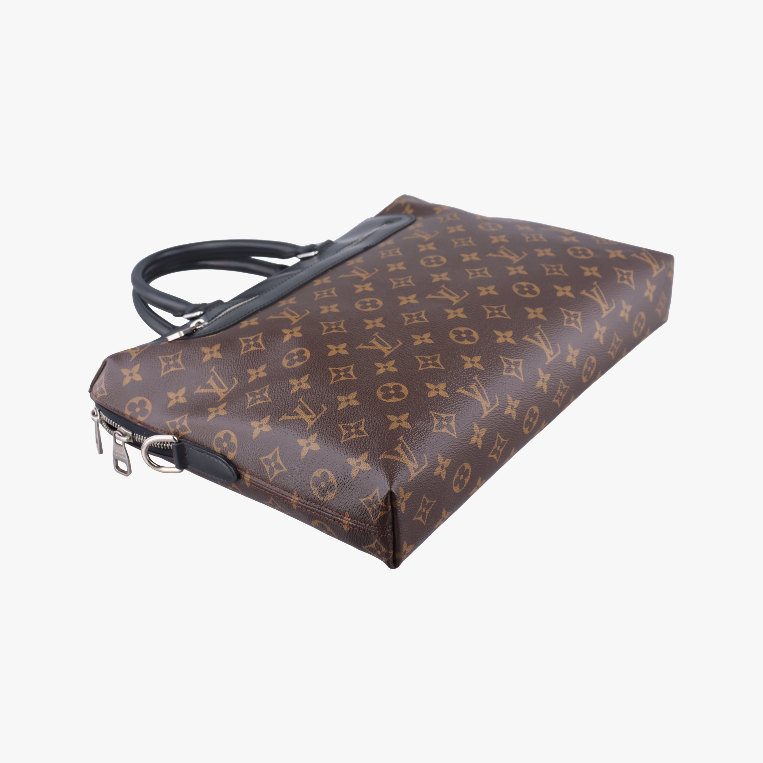 Pre-owned Louis Vuitton Monogram Macassar Port Document Jour Brown×Black Monogram coated canvas M54019 handbag | stylenewstar