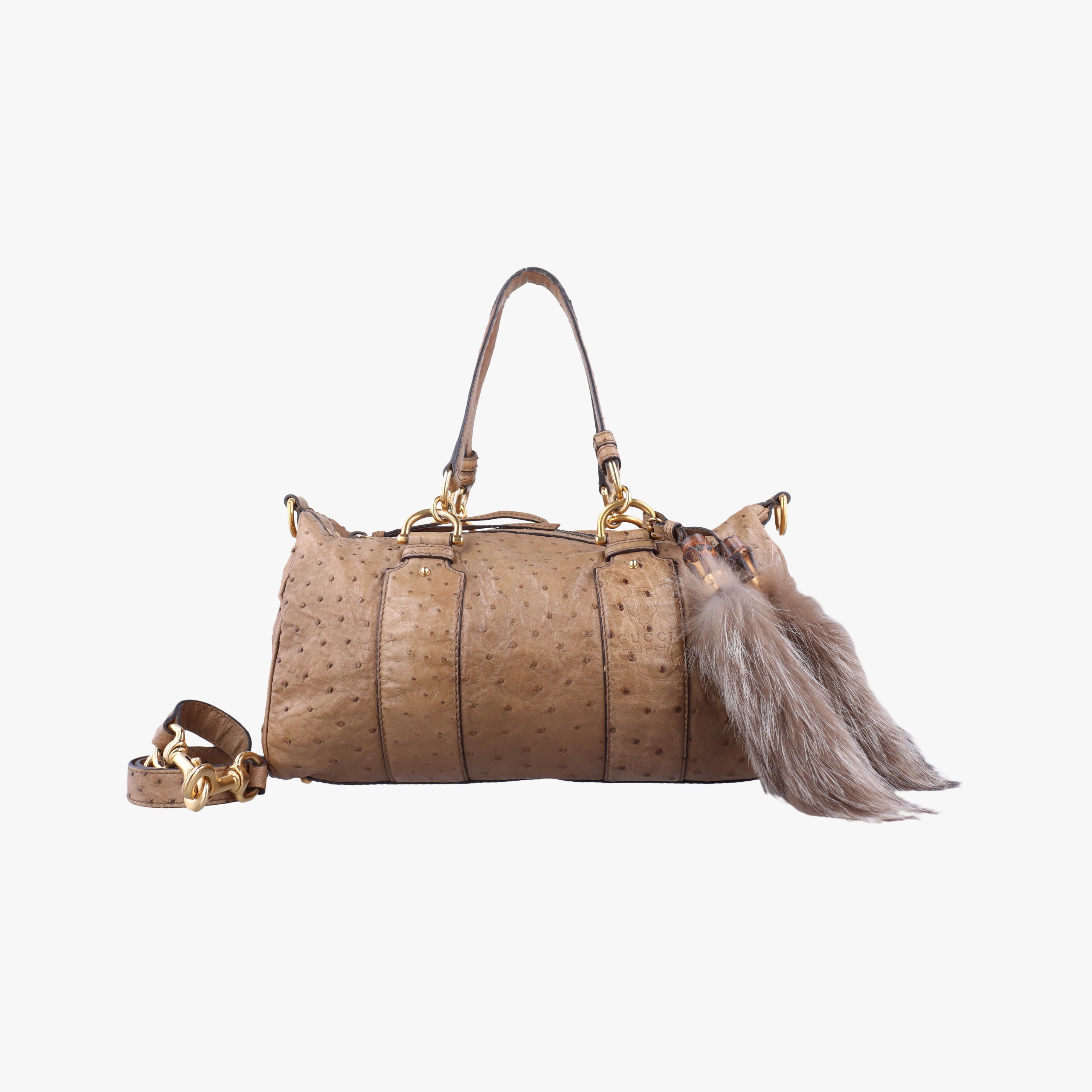 Secondhand Gucci Ostrich Sumila Tote beige Ostrich Leather 269928 shoulderbag | stylenewstar