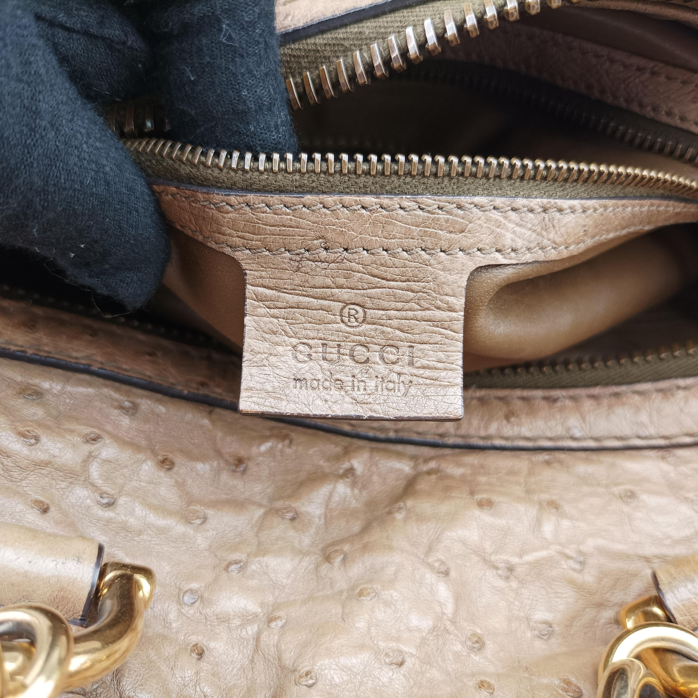 Secondhand Gucci Ostrich Sumila Tote beige Ostrich Leather 269928 shoulderbag | stylenewstar