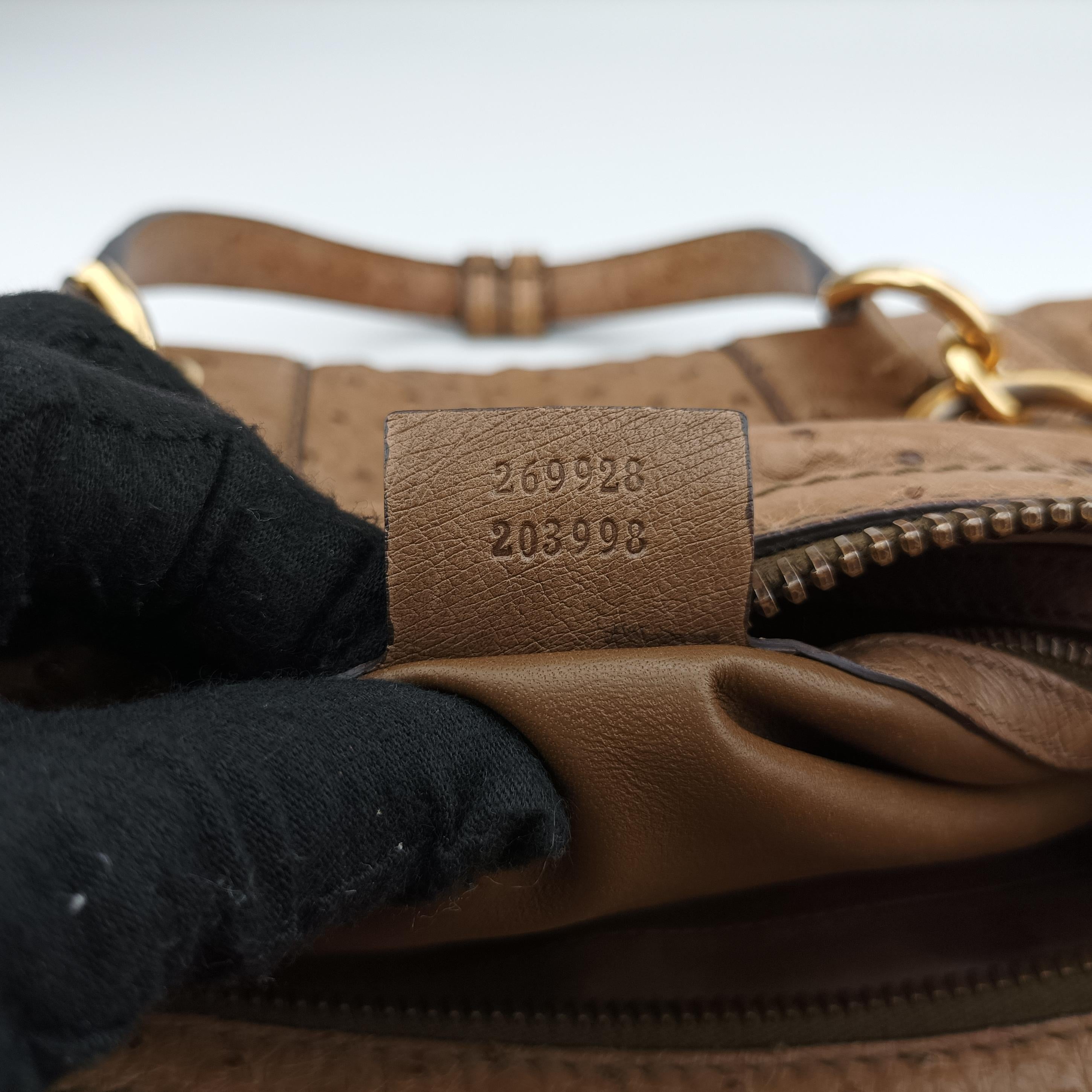 Secondhand Gucci Ostrich Sumila Tote beige Ostrich Leather 269928 shoulderbag | stylenewstar