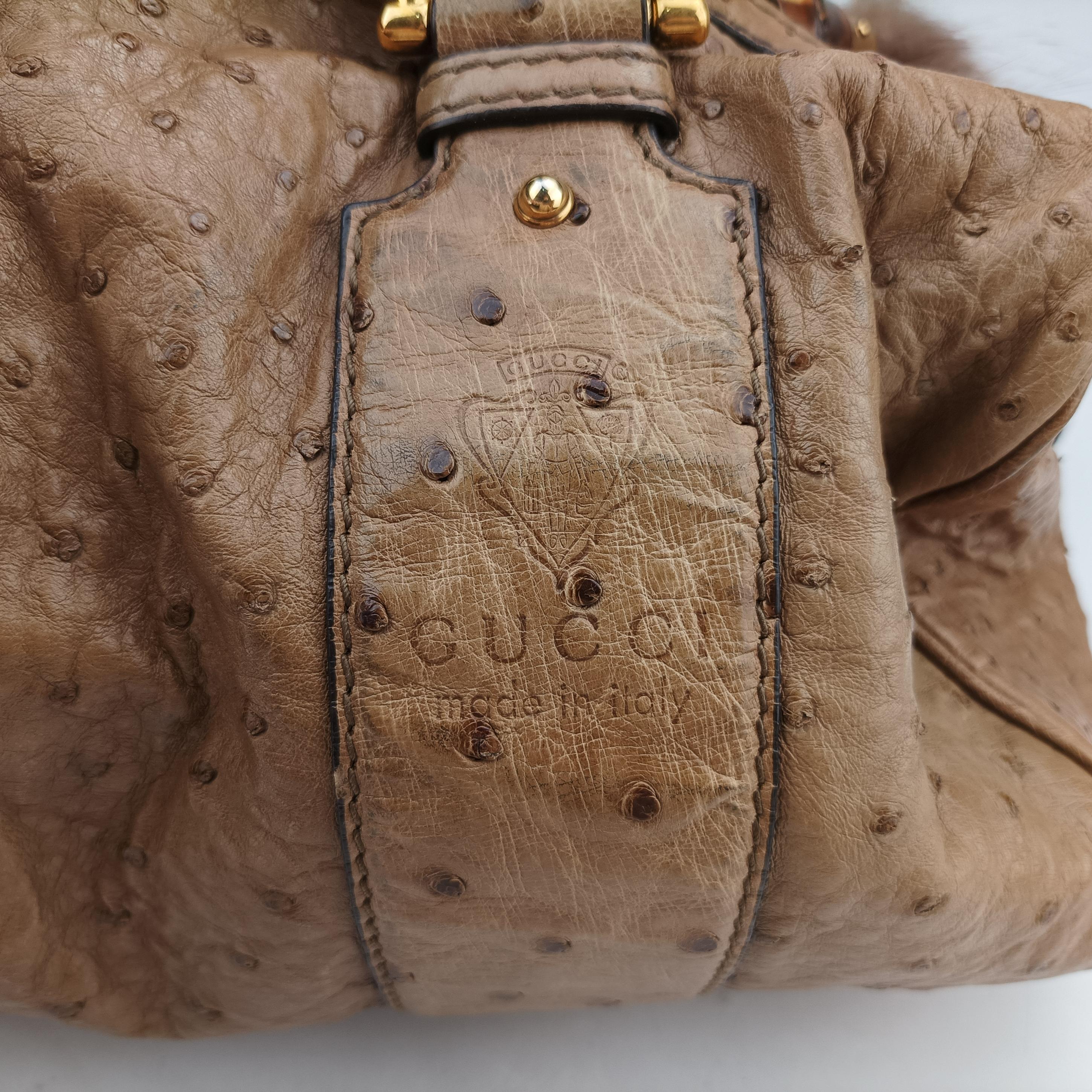 Secondhand Gucci Ostrich Sumila Tote beige Ostrich Leather 269928 shoulderbag | stylenewstar