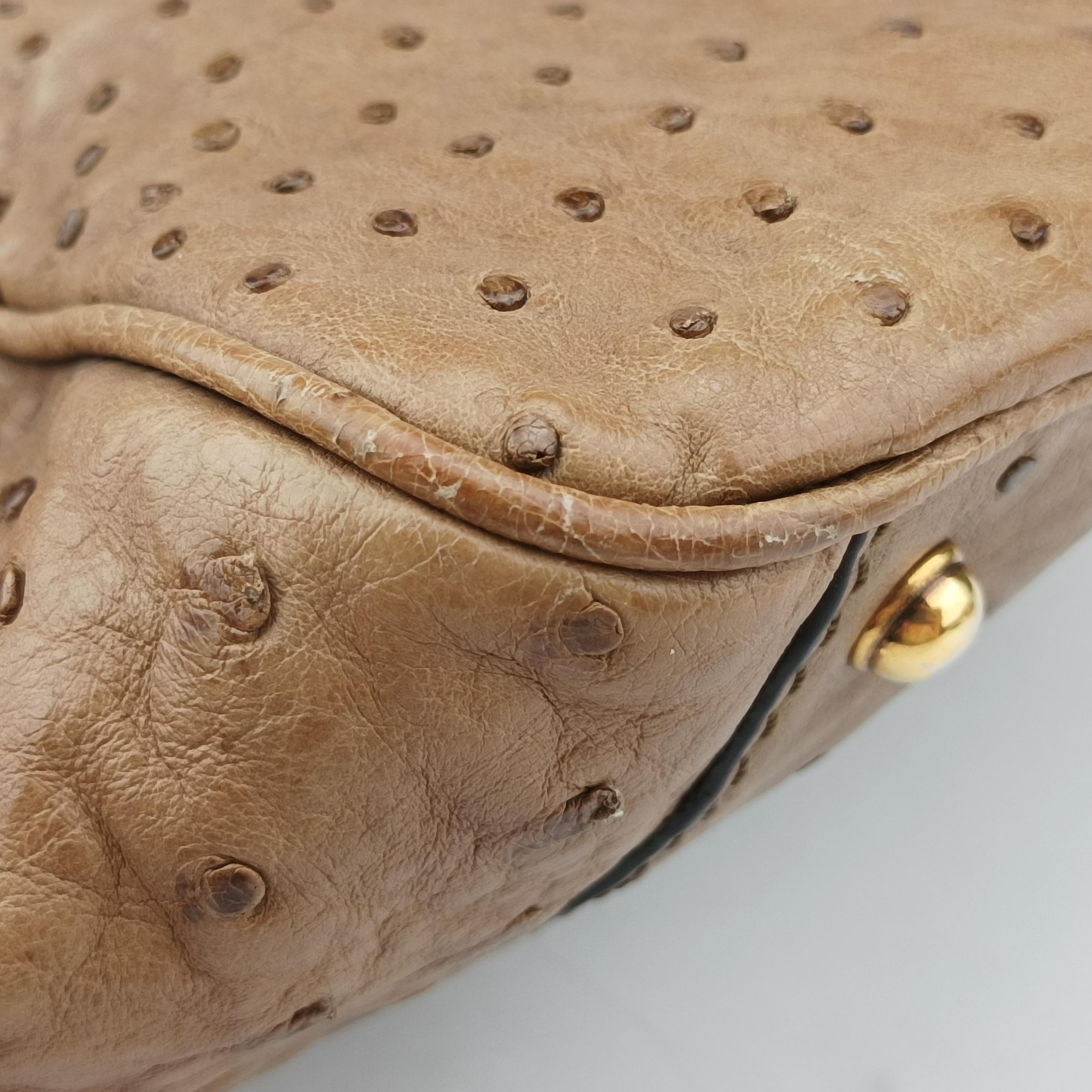 Secondhand Gucci Ostrich Sumila Tote beige Ostrich Leather 269928 shoulderbag | stylenewstar