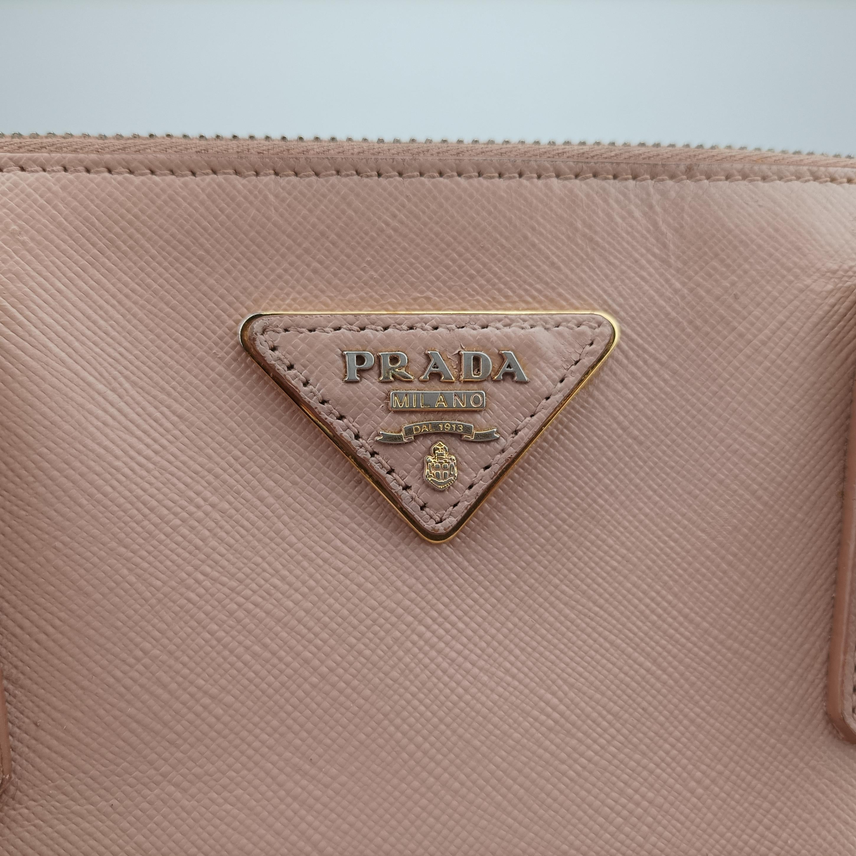 Pre-owned Prada Galleria Pink SAFFIANO Leather BN2274 shoulderbag | stylenewstar