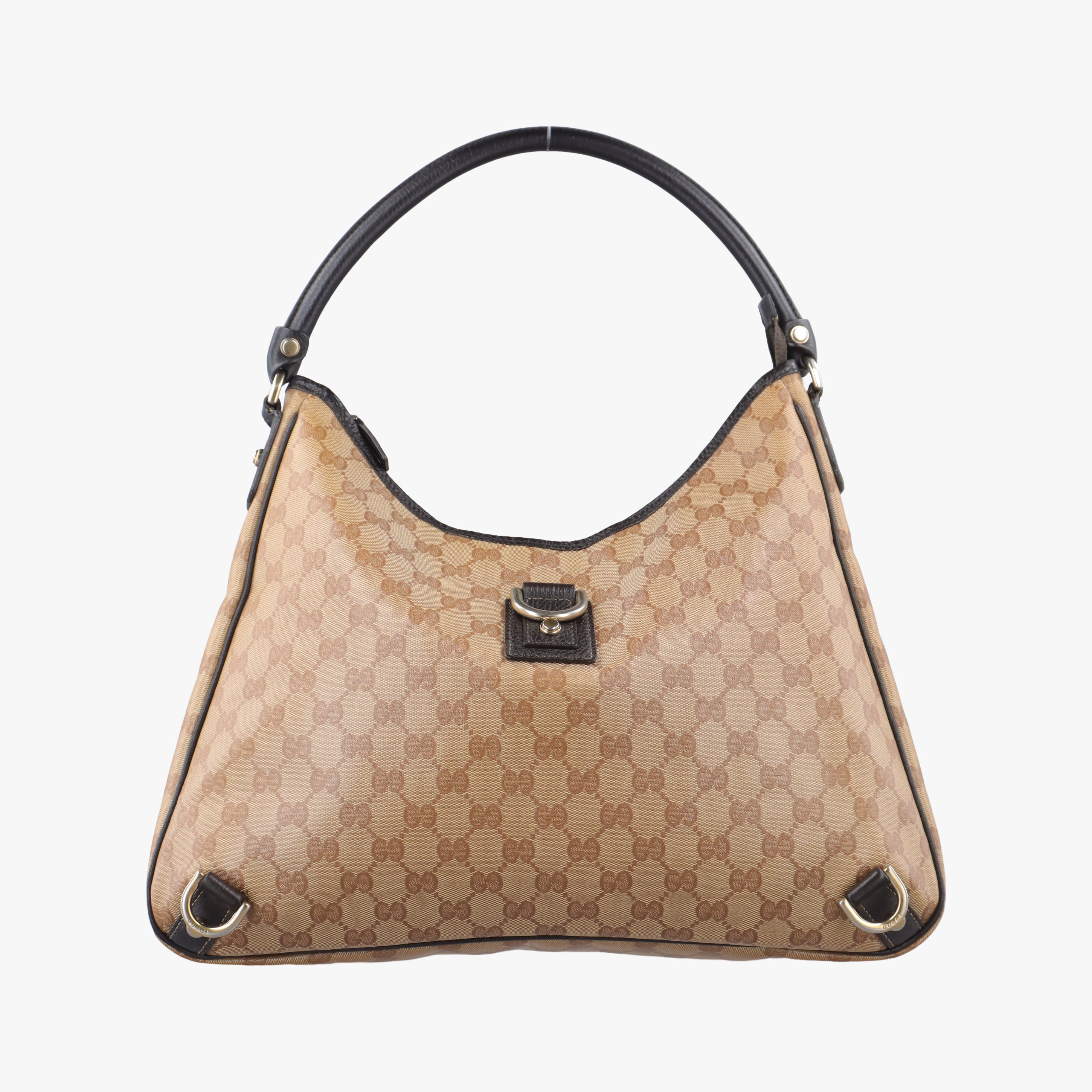 Pre-owned Gucci GG Crystal Abbey Hobo Brown PVC coated canvas 268636 handbag | stylenewstar