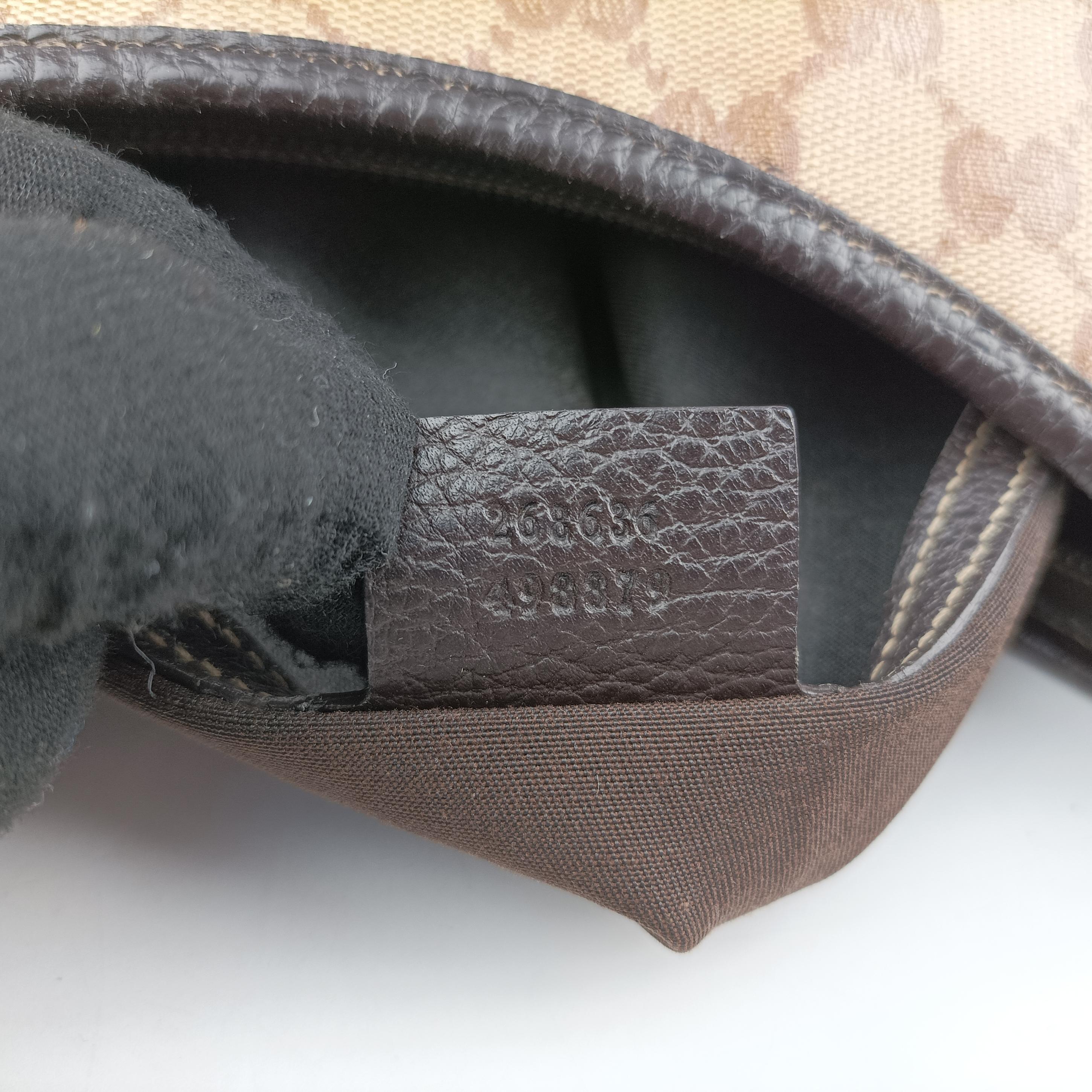 Pre-owned Gucci GG Crystal Abbey Hobo Brown PVC coated canvas 268636 handbag | stylenewstar