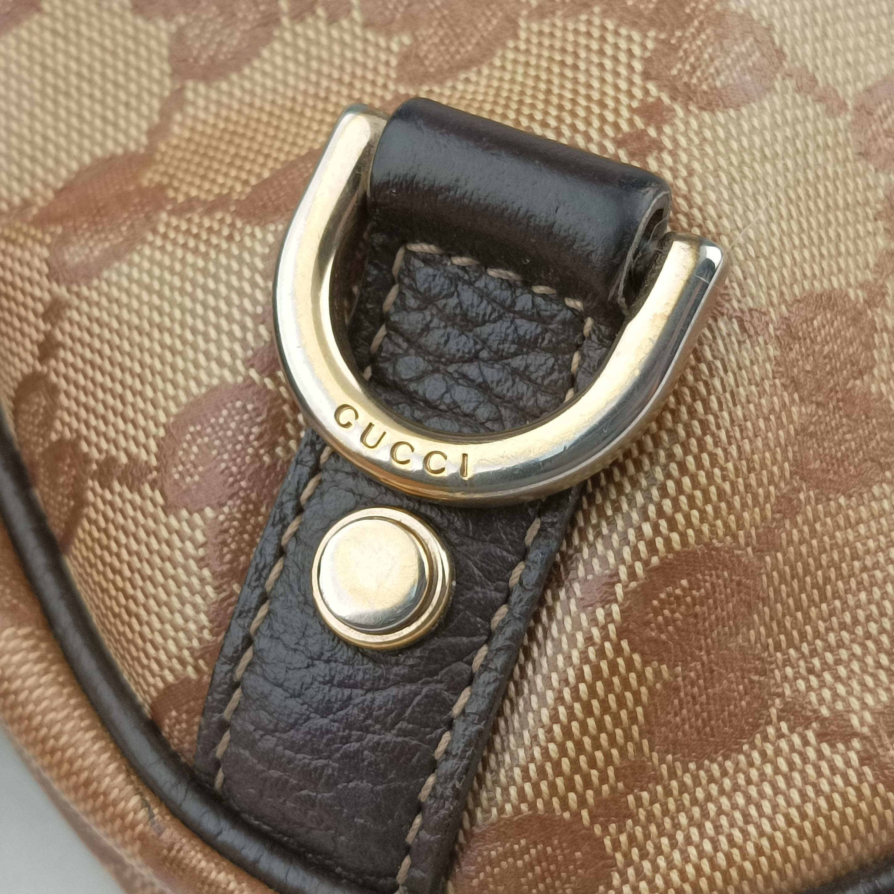 Pre-owned Gucci GG Crystal Abbey Hobo Brown PVC coated canvas 268636 handbag | stylenewstar