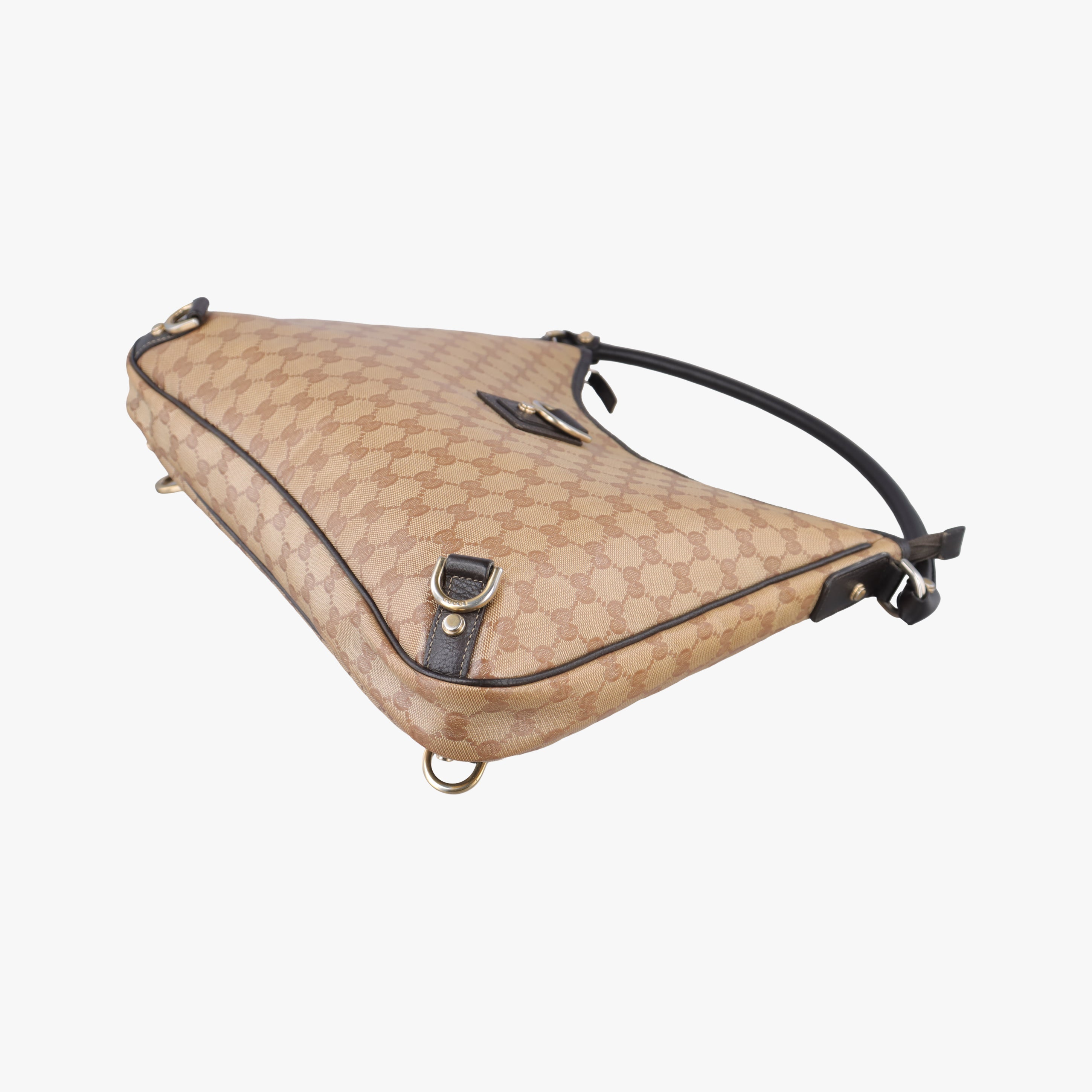 Pre-owned Gucci GG Crystal Abbey Hobo Brown PVC coated canvas 268636 handbag | stylenewstar
