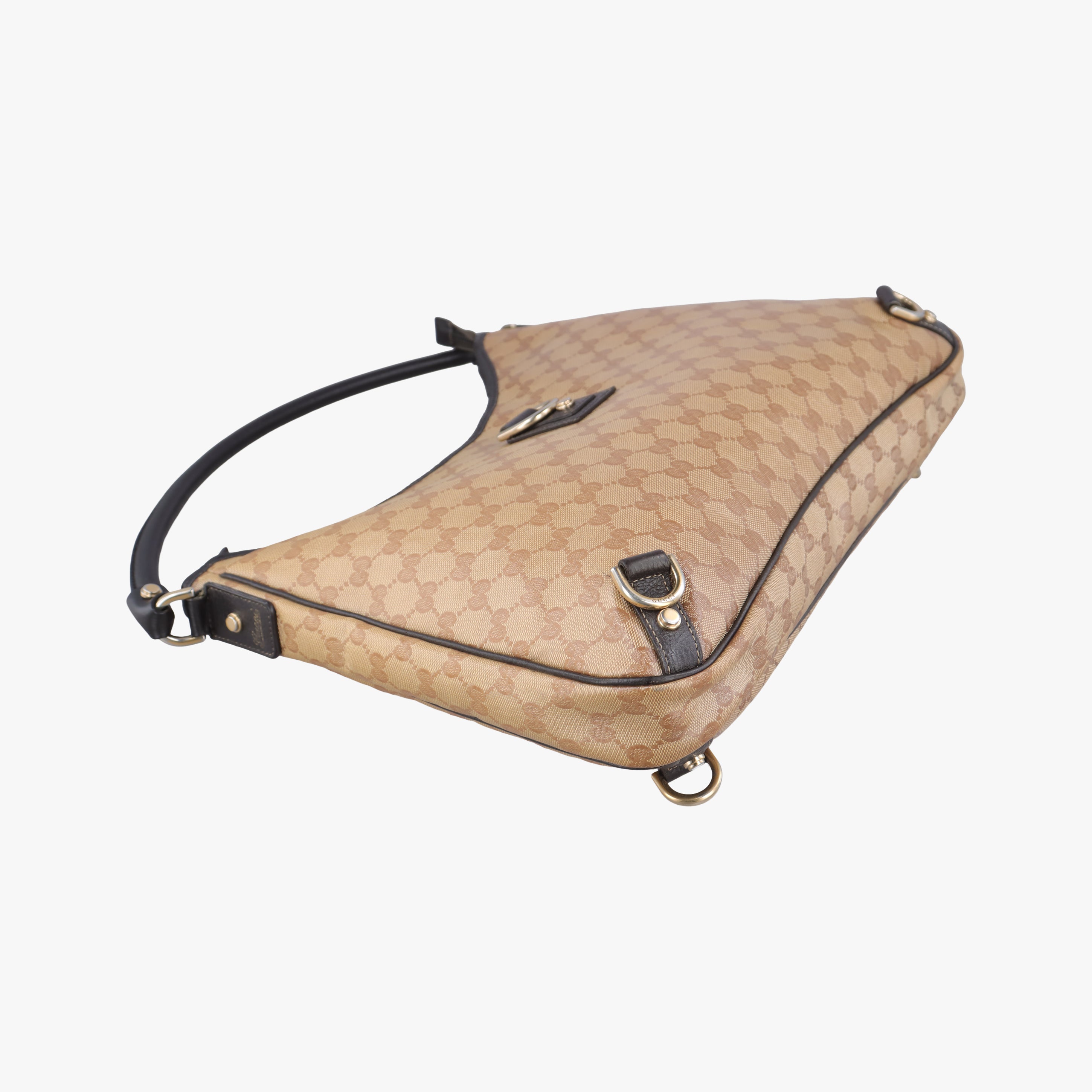 Pre-owned Gucci GG Crystal Abbey Hobo Brown PVC coated canvas 268636 handbag | stylenewstar