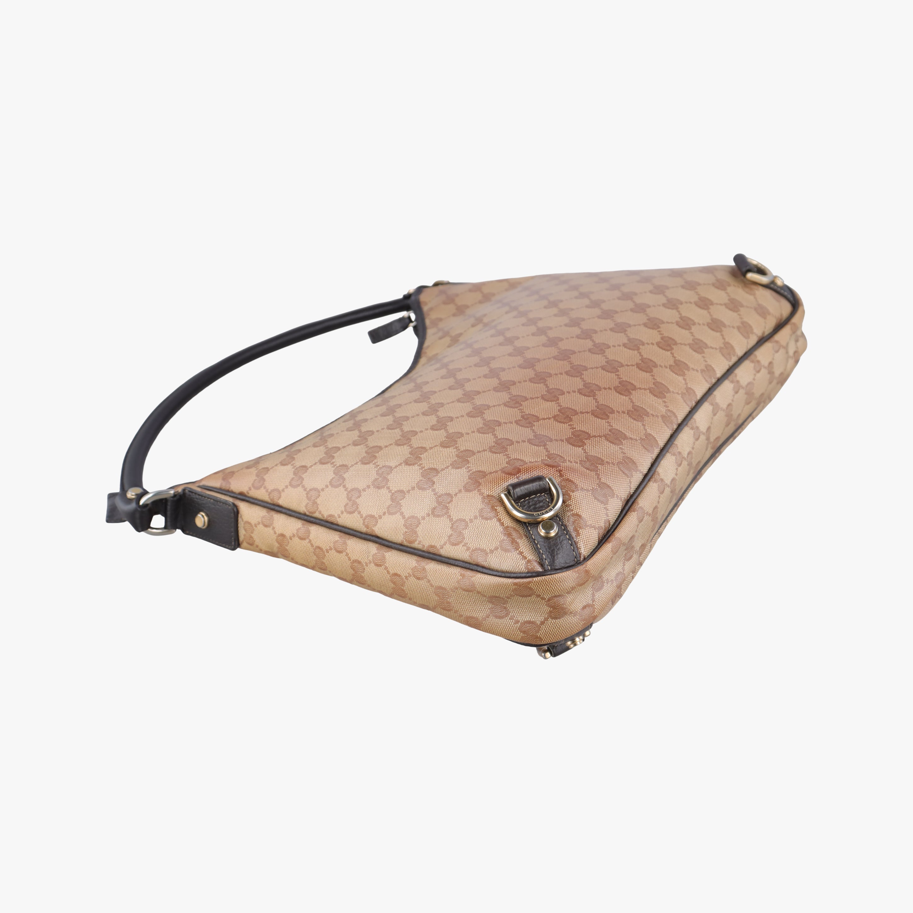 Pre-owned Gucci GG Crystal Abbey Hobo Brown PVC coated canvas 268636 handbag | stylenewstar