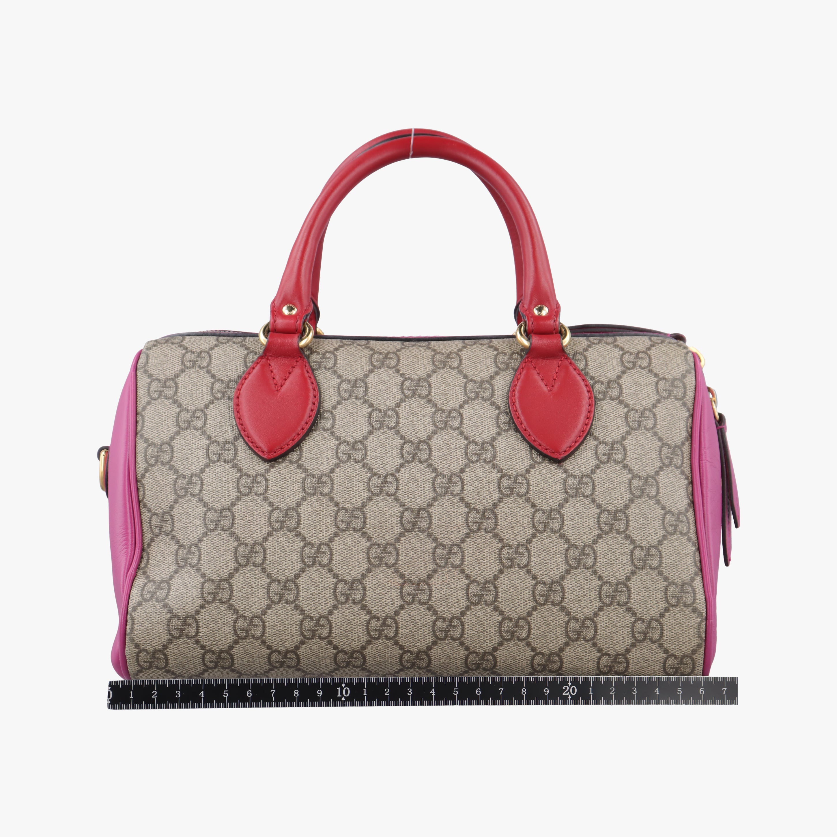 Vintage Gucci GG SUPREME beige×red×pink PVC coated canvas 409529 bostonbag | stylenewstar