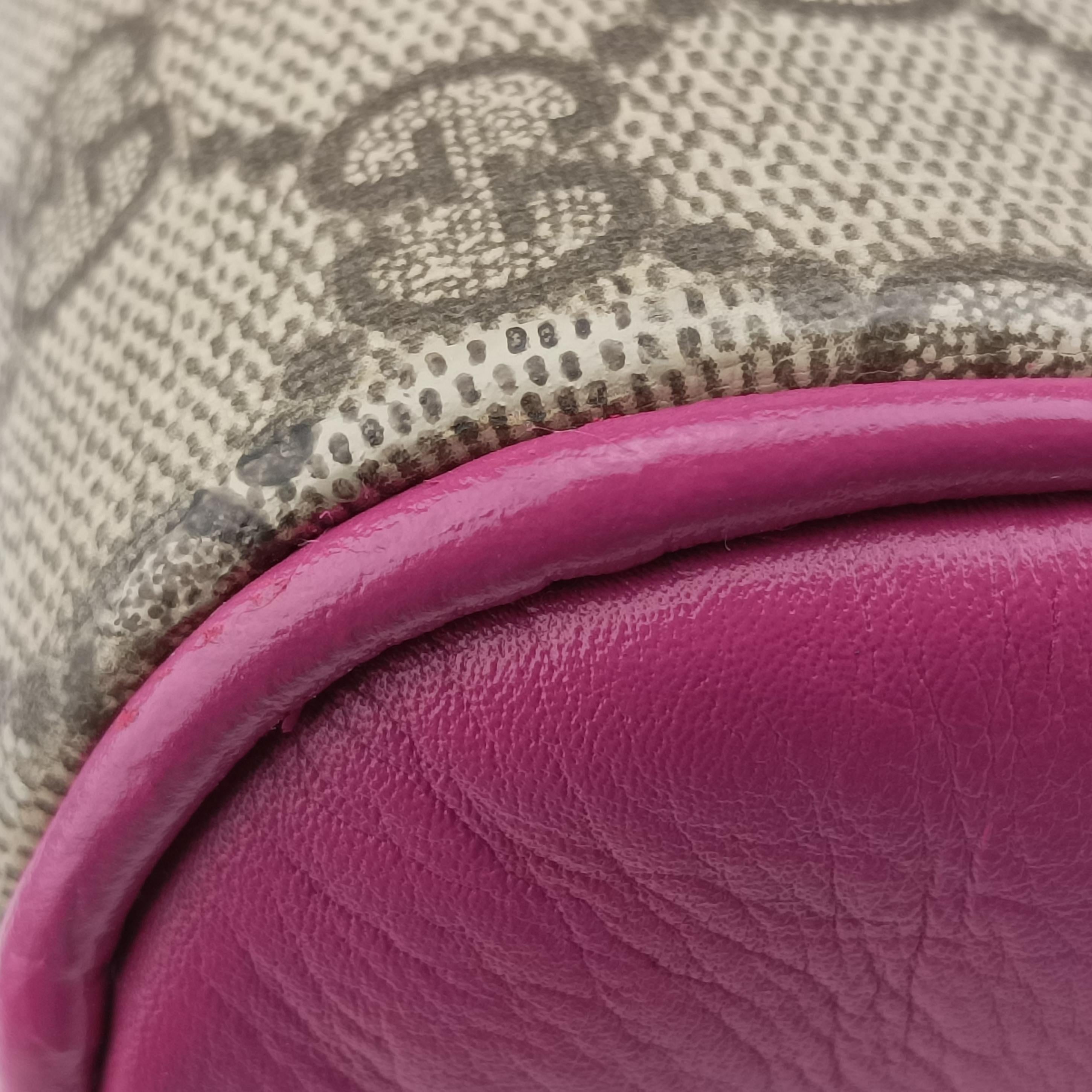 Vintage Gucci GG SUPREME beige×red×pink PVC coated canvas 409529 bostonbag | stylenewstar