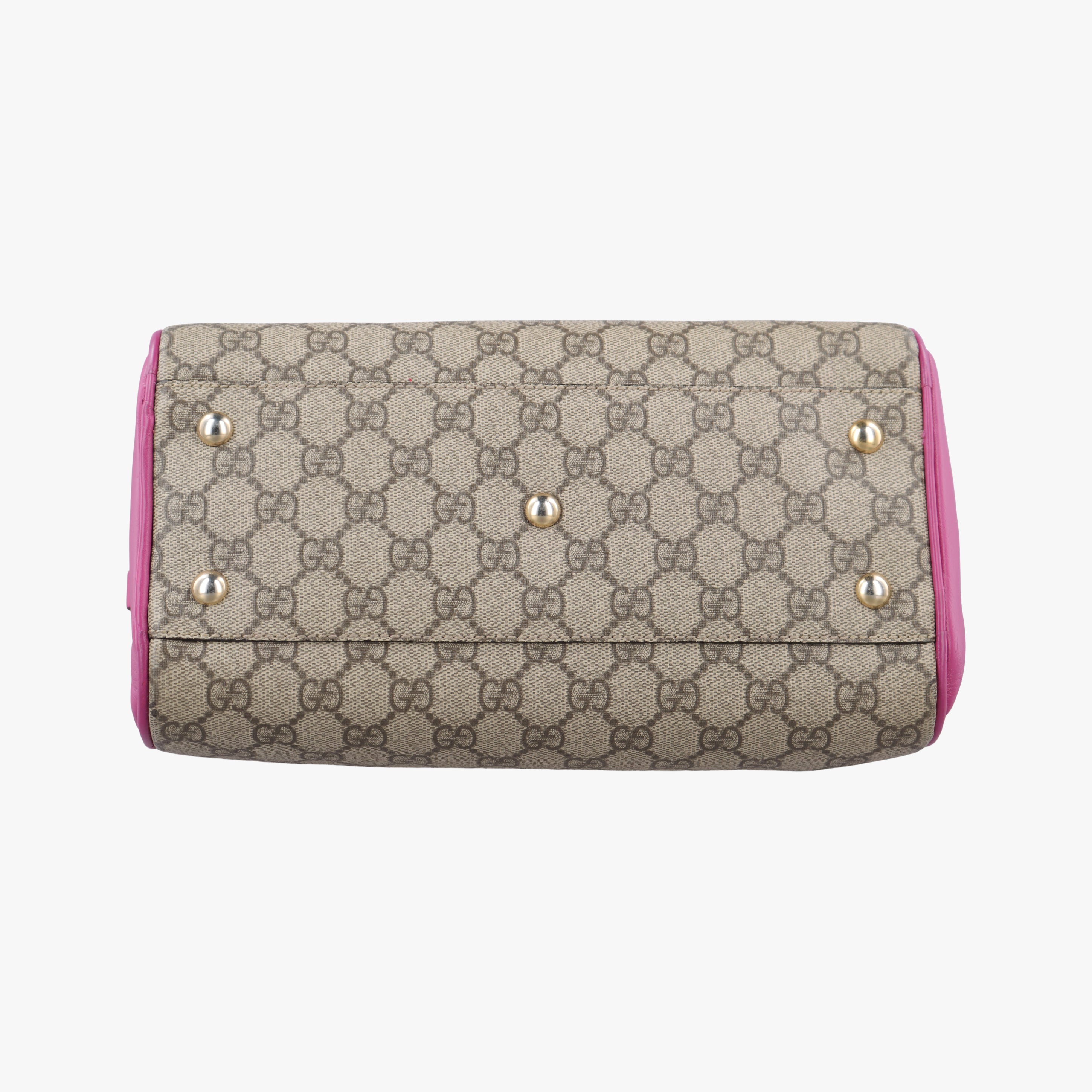 Vintage Gucci GG SUPREME beige×red×pink PVC coated canvas 409529 bostonbag | stylenewstar