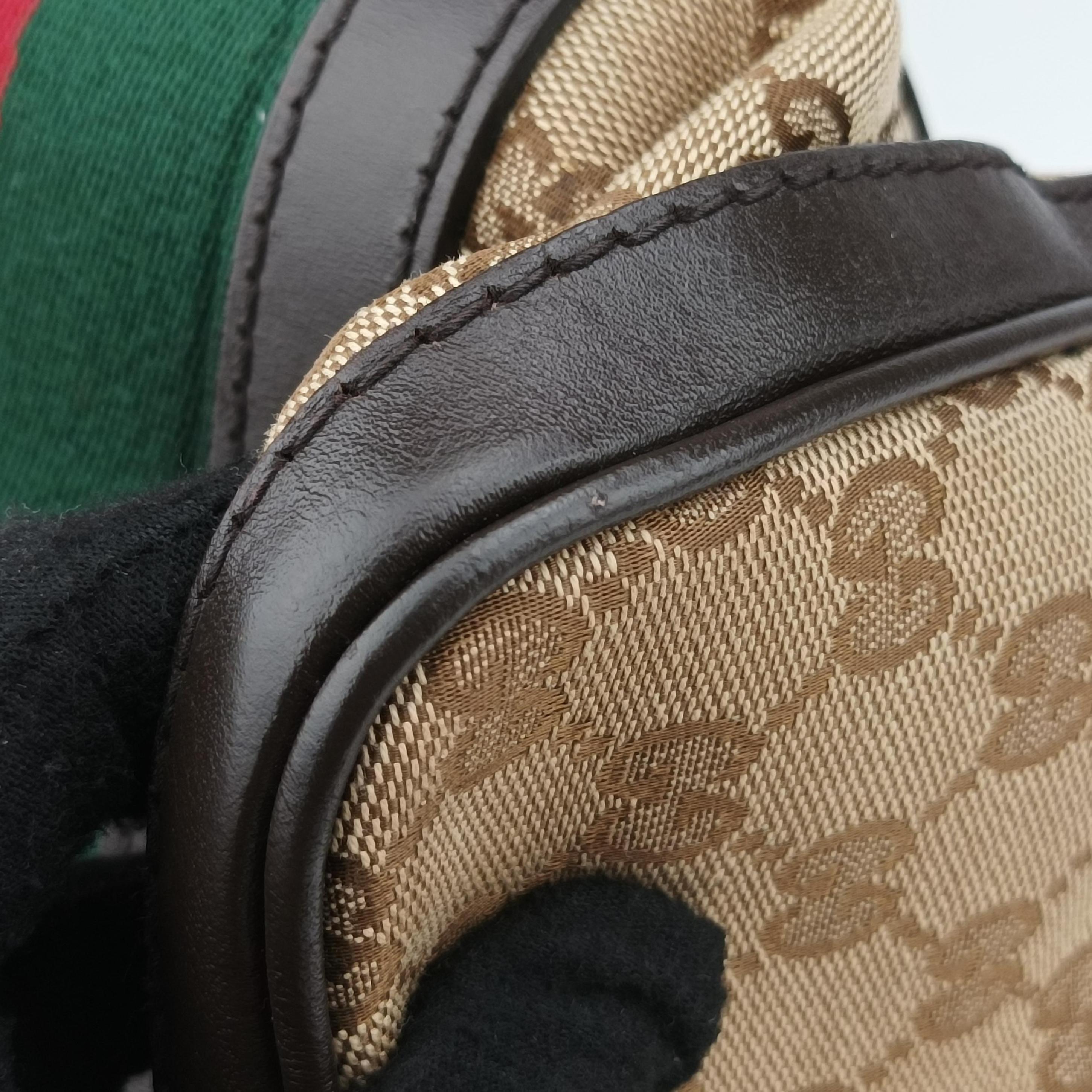 Vintage Gucci Sherry Line Beige×green×red canvas×leather 247205 bostonbag | stylenewstar