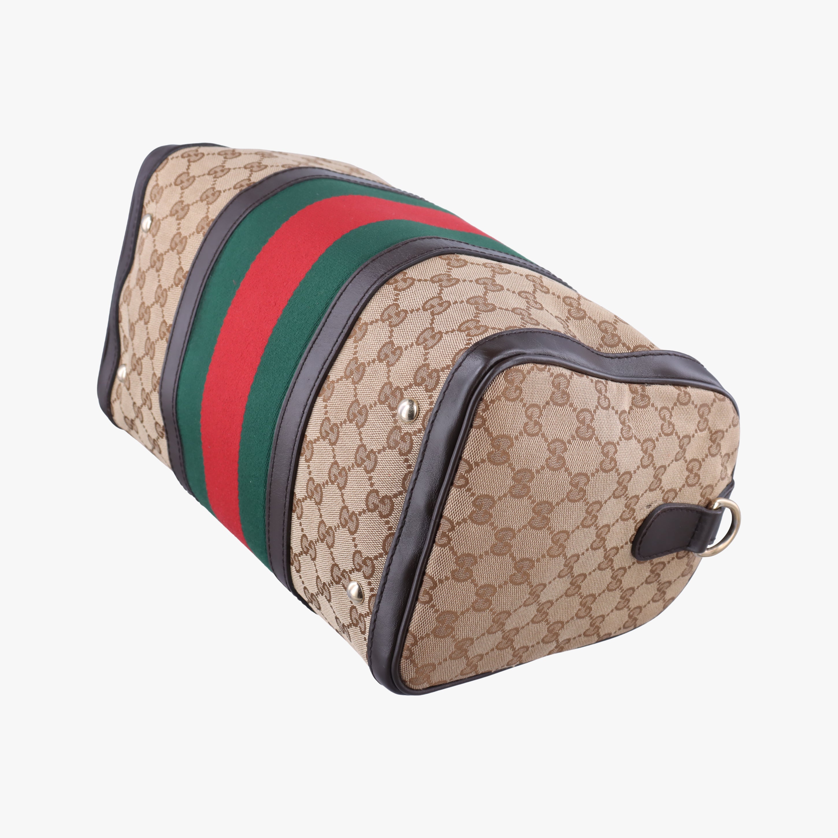 Vintage Gucci Sherry Line Beige×green×red canvas×leather 247205 bostonbag | stylenewstar