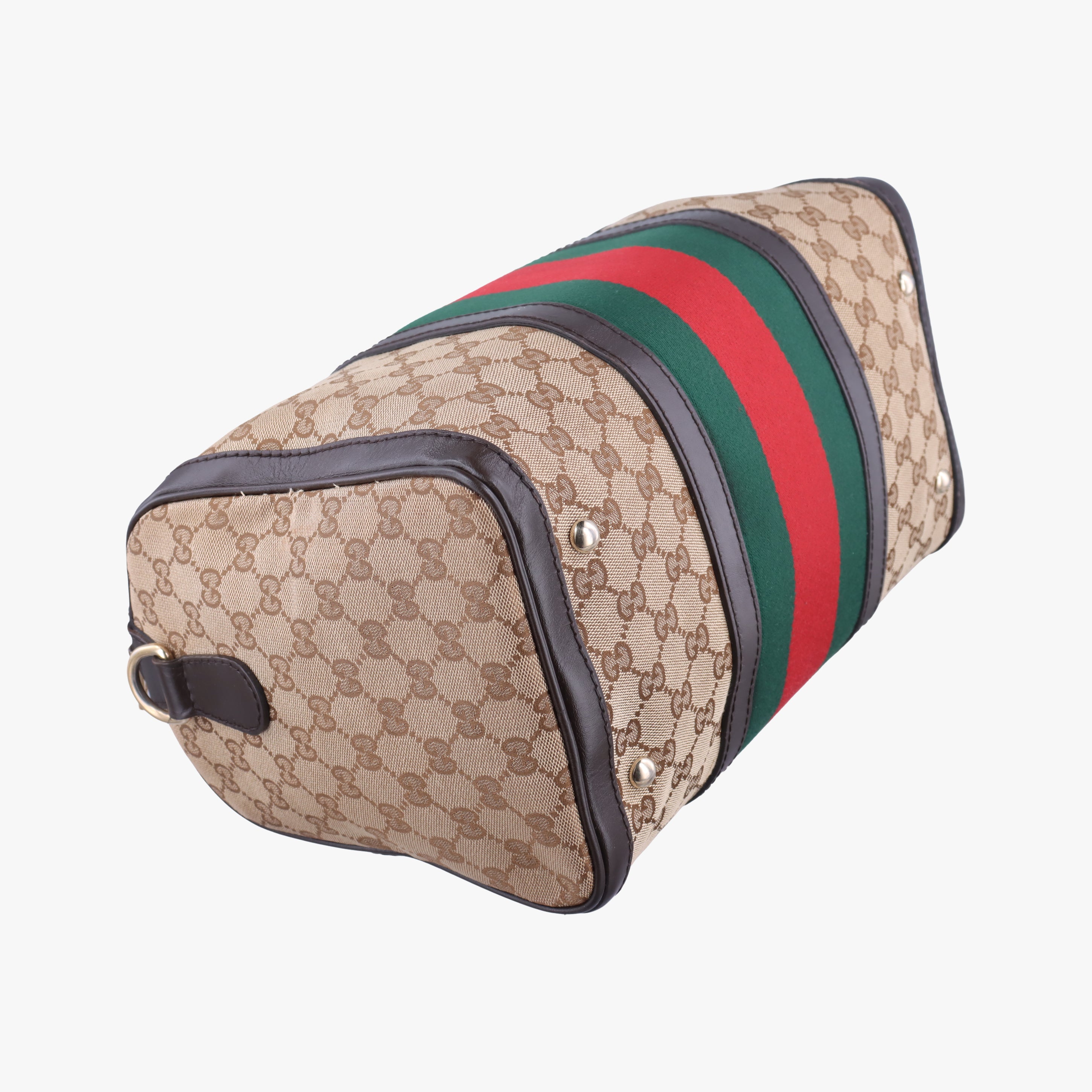 Vintage Gucci Sherry Line Beige×green×red canvas×leather 247205 bostonbag | stylenewstar