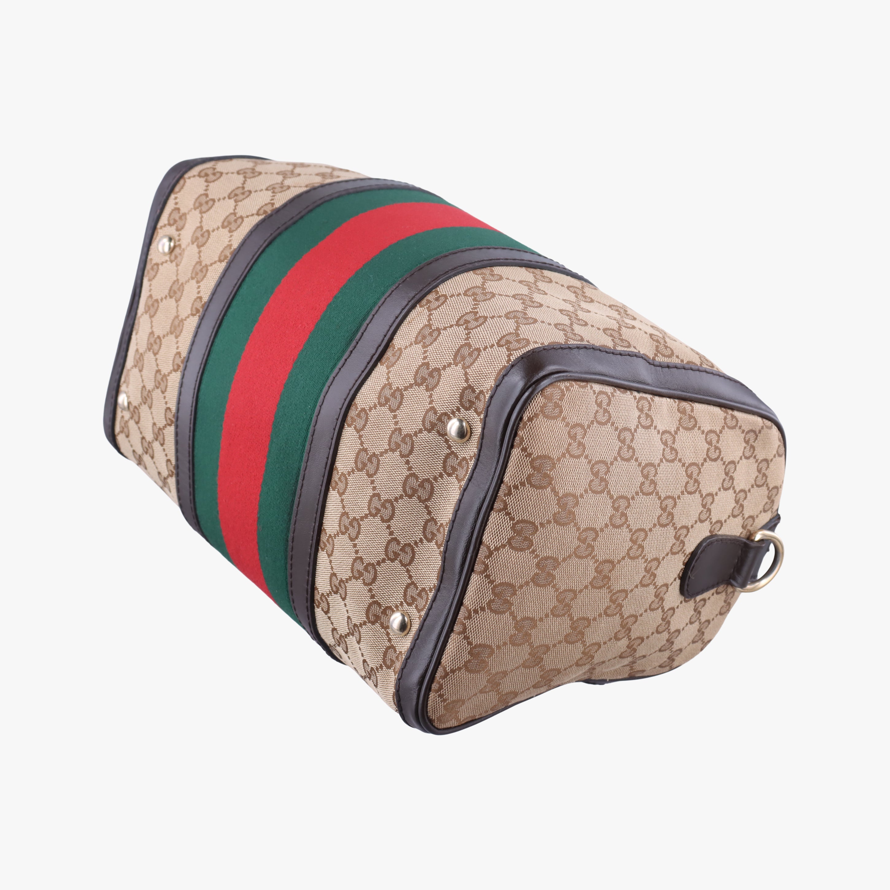 Vintage Gucci Sherry Line Beige×green×red canvas×leather 247205 bostonbag | stylenewstar