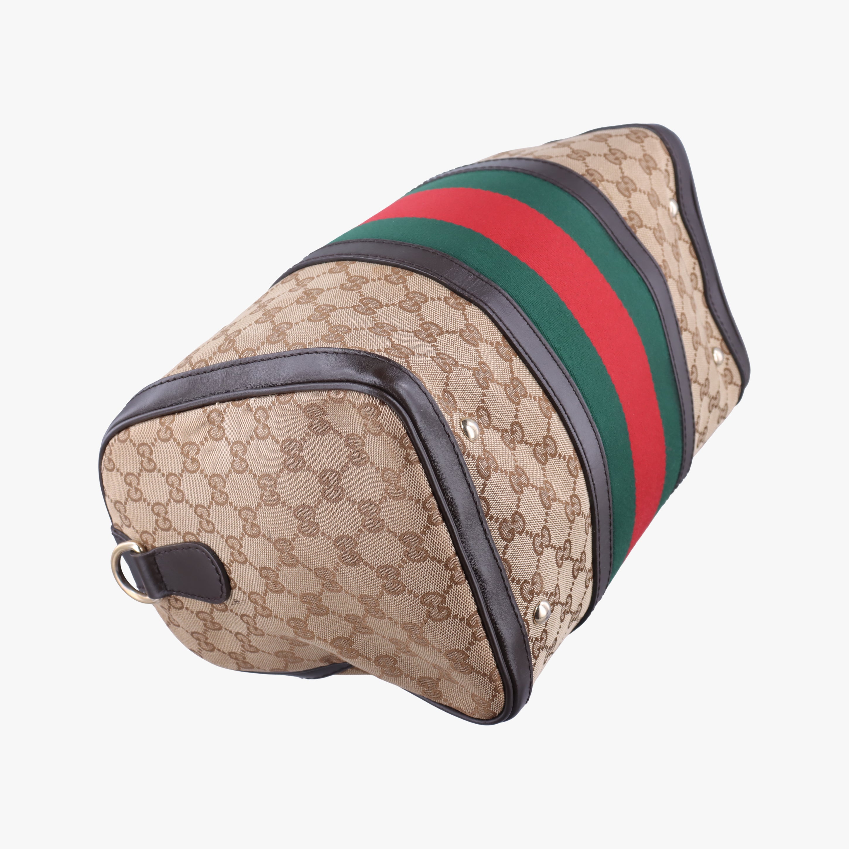 Vintage Gucci Sherry Line Beige×green×red canvas×leather 247205 bostonbag | stylenewstar