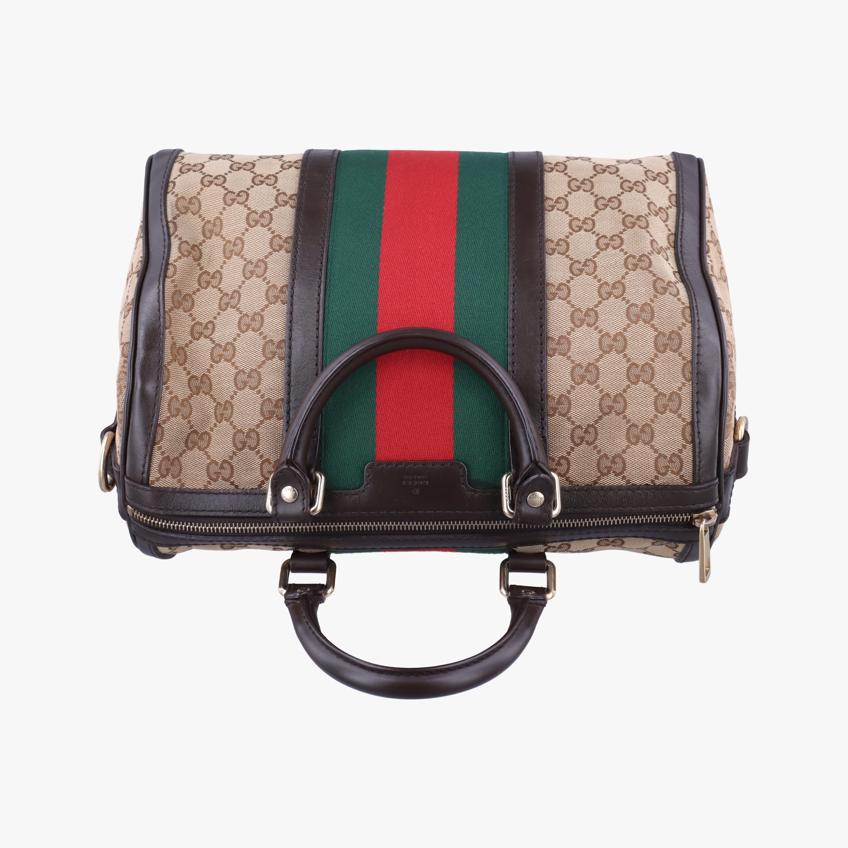 Vintage Gucci Sherry Line Beige×green×red canvas×leather 247205 bostonbag | stylenewstar