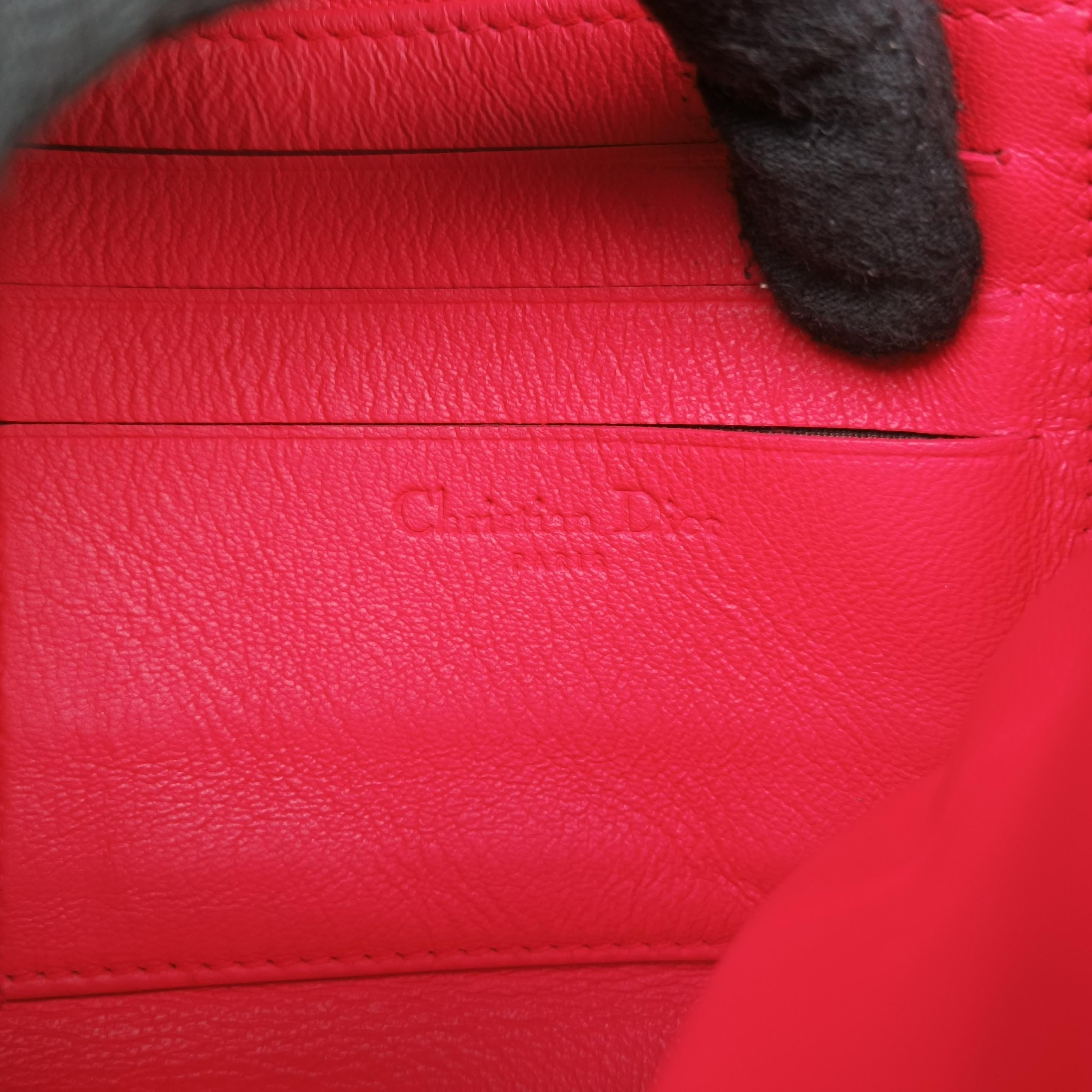 Pre-owned Christian Dior Miss Dior Cannage New Lock Red lambskin  shoulderbag | stylenewstar