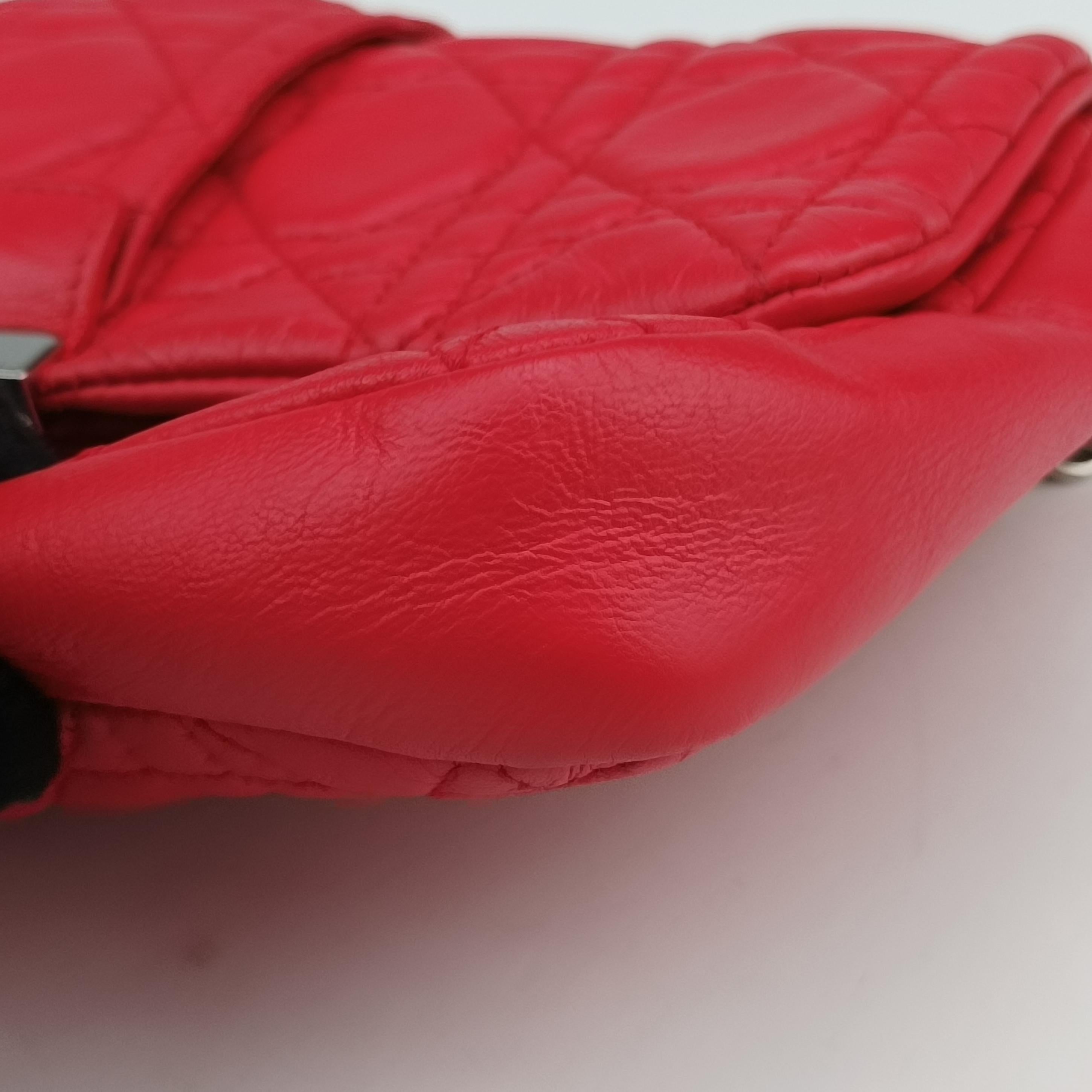 Pre-owned Christian Dior Miss Dior Cannage New Lock Red lambskin  shoulderbag | stylenewstar