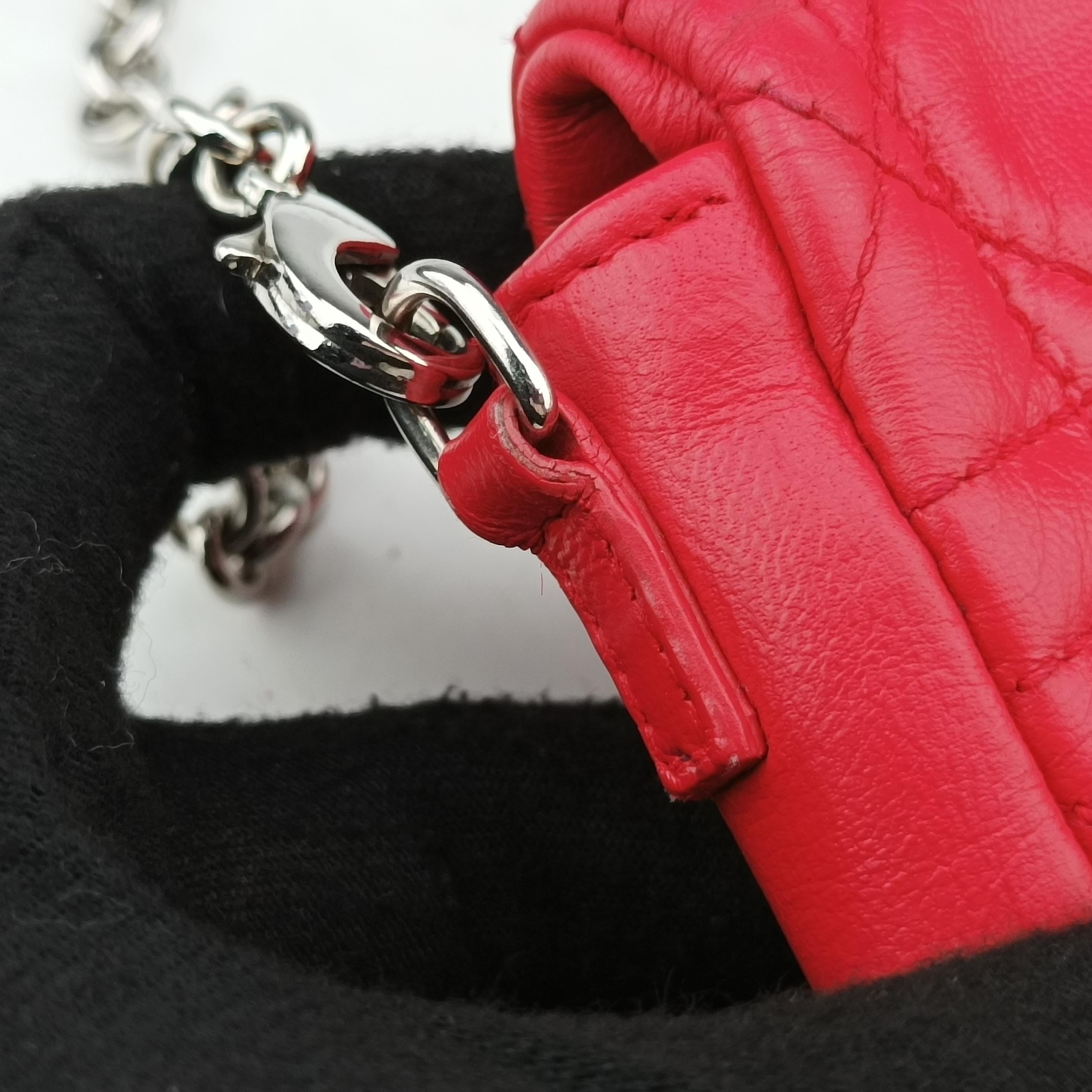 Pre-owned Christian Dior Miss Dior Cannage New Lock Red lambskin  shoulderbag | stylenewstar