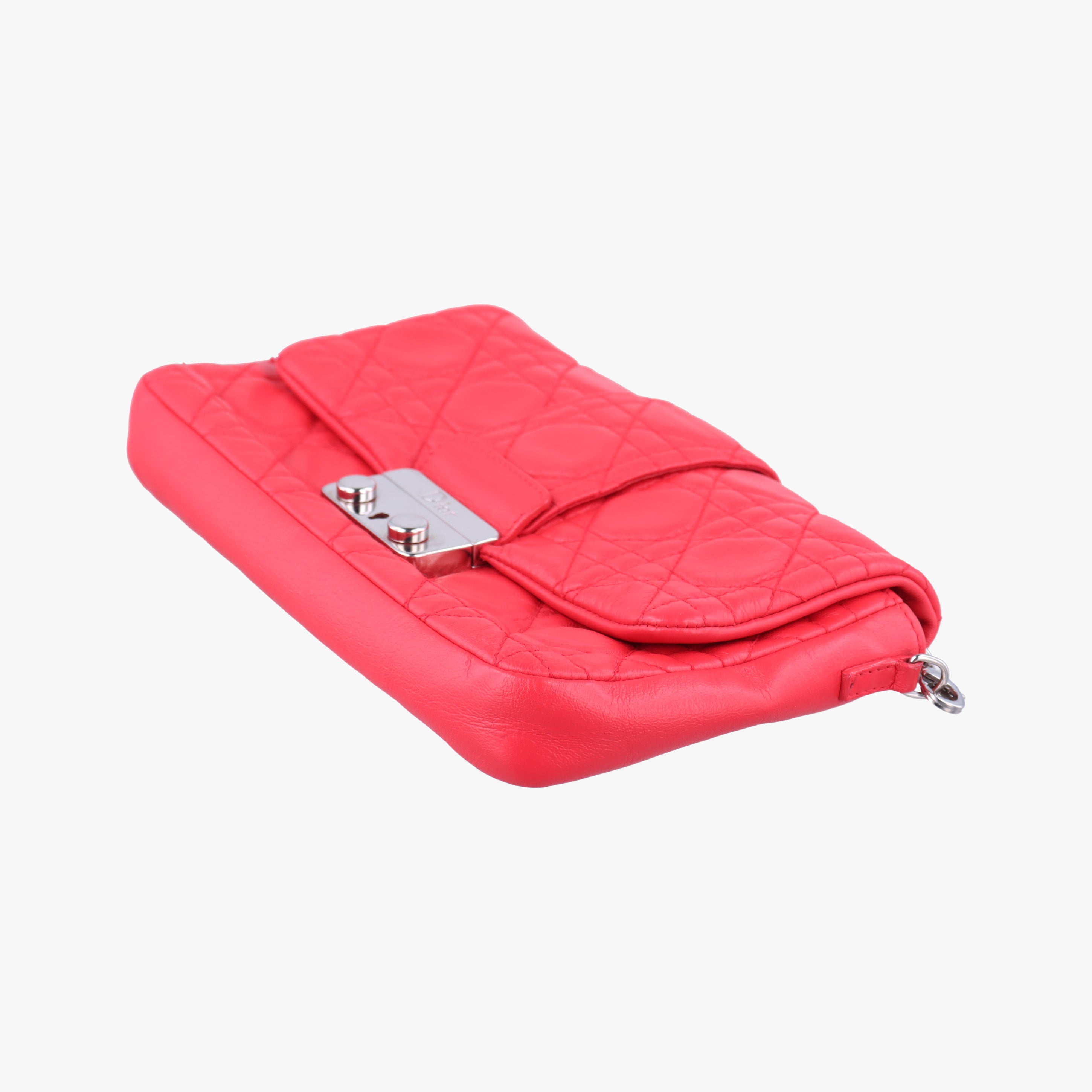 Pre-owned Christian Dior Miss Dior Cannage New Lock Red lambskin  shoulderbag | stylenewstar