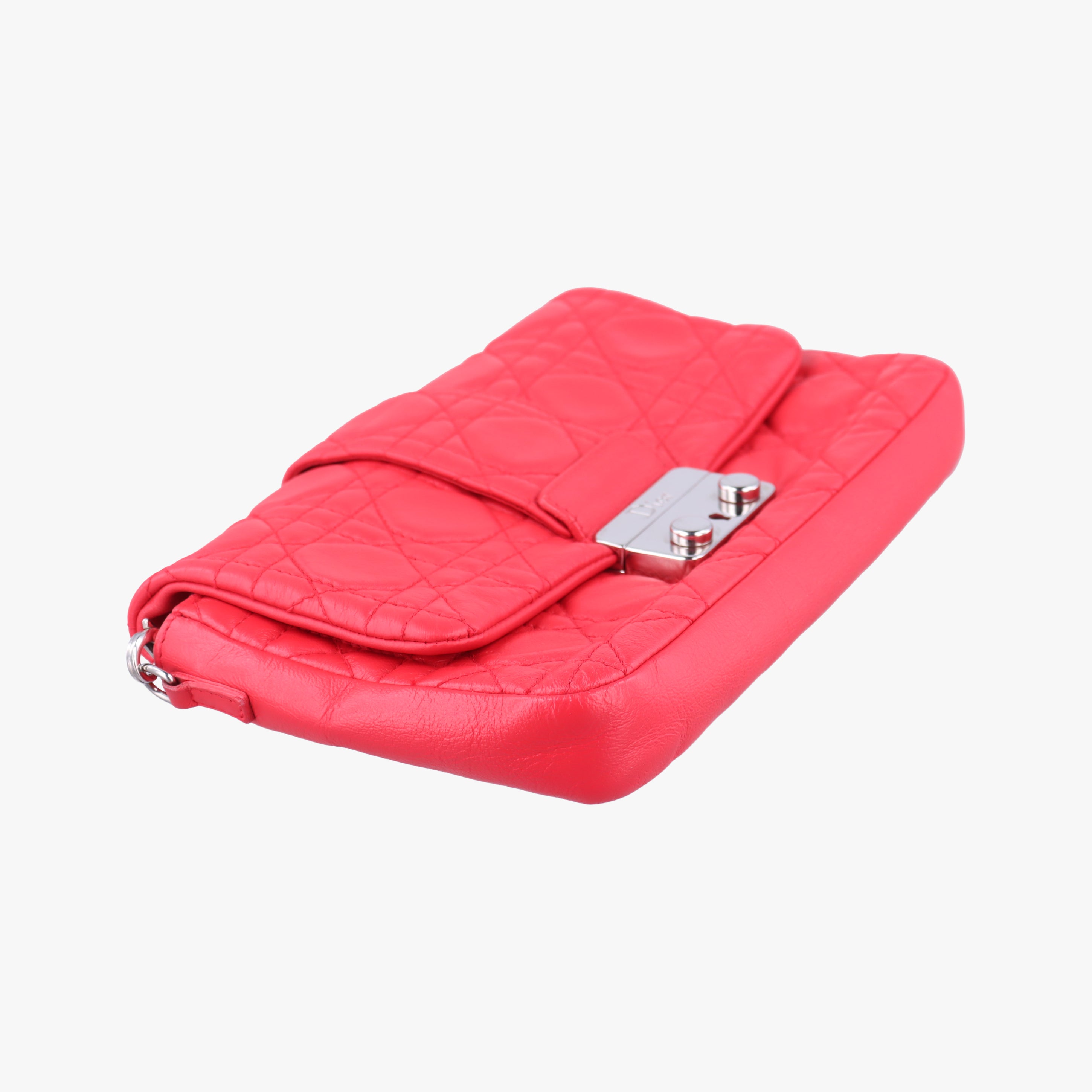 Pre-owned Christian Dior Miss Dior Cannage New Lock Red lambskin  shoulderbag | stylenewstar