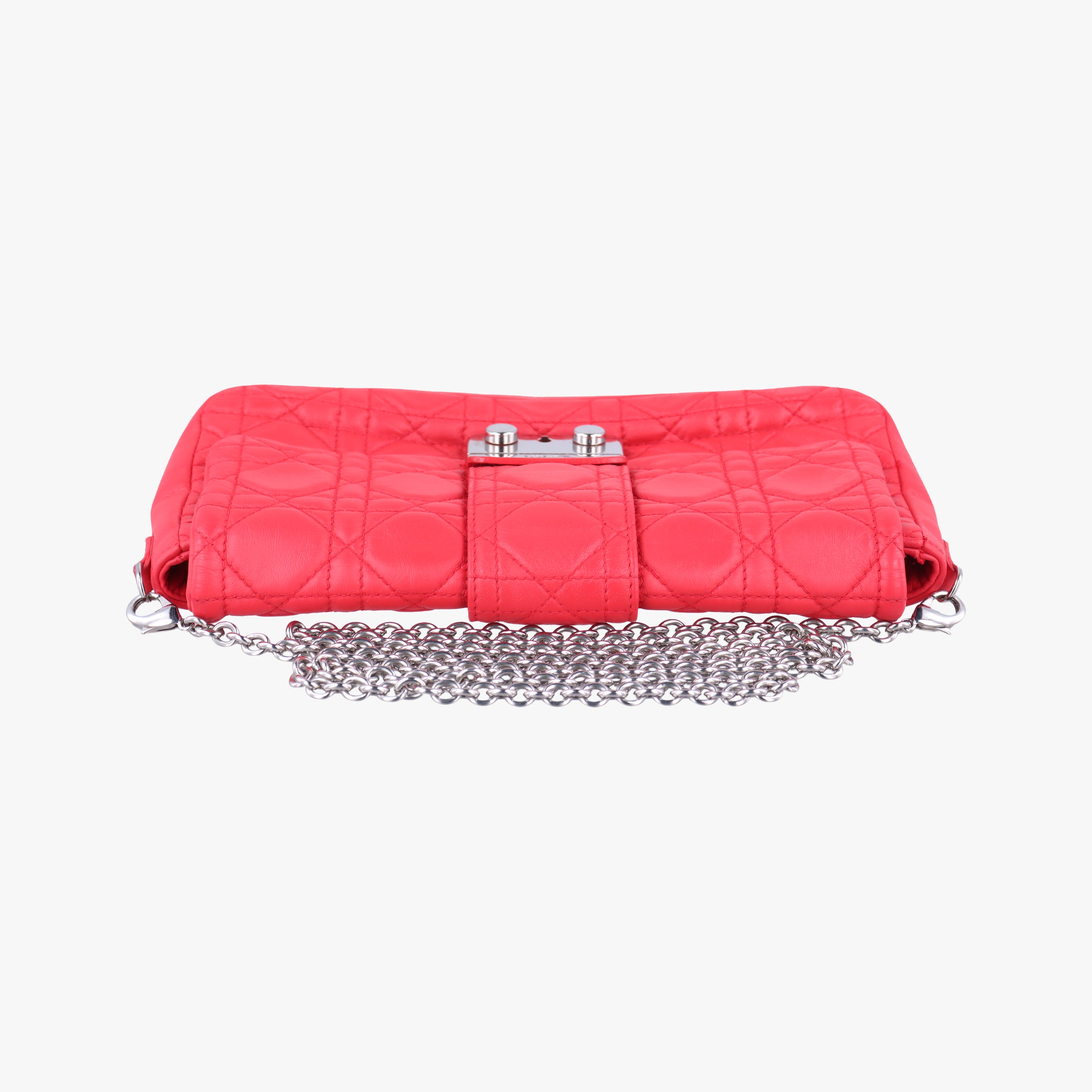 Pre-owned Christian Dior Miss Dior Cannage New Lock Red lambskin  shoulderbag | stylenewstar