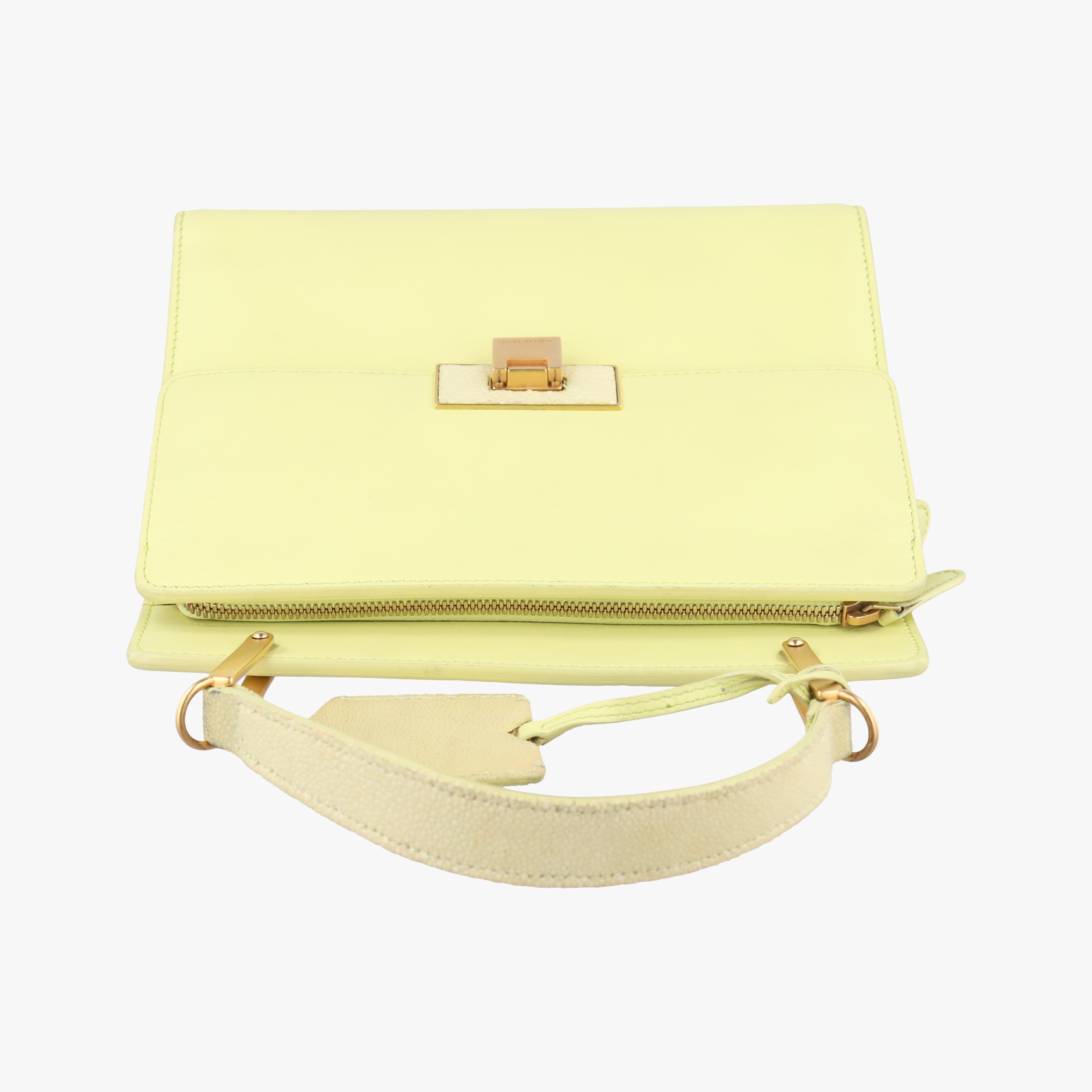 Pre-owned Balenciaga Le Dix Cartable Yellow Leather  shoulderbag | stylenewstar
