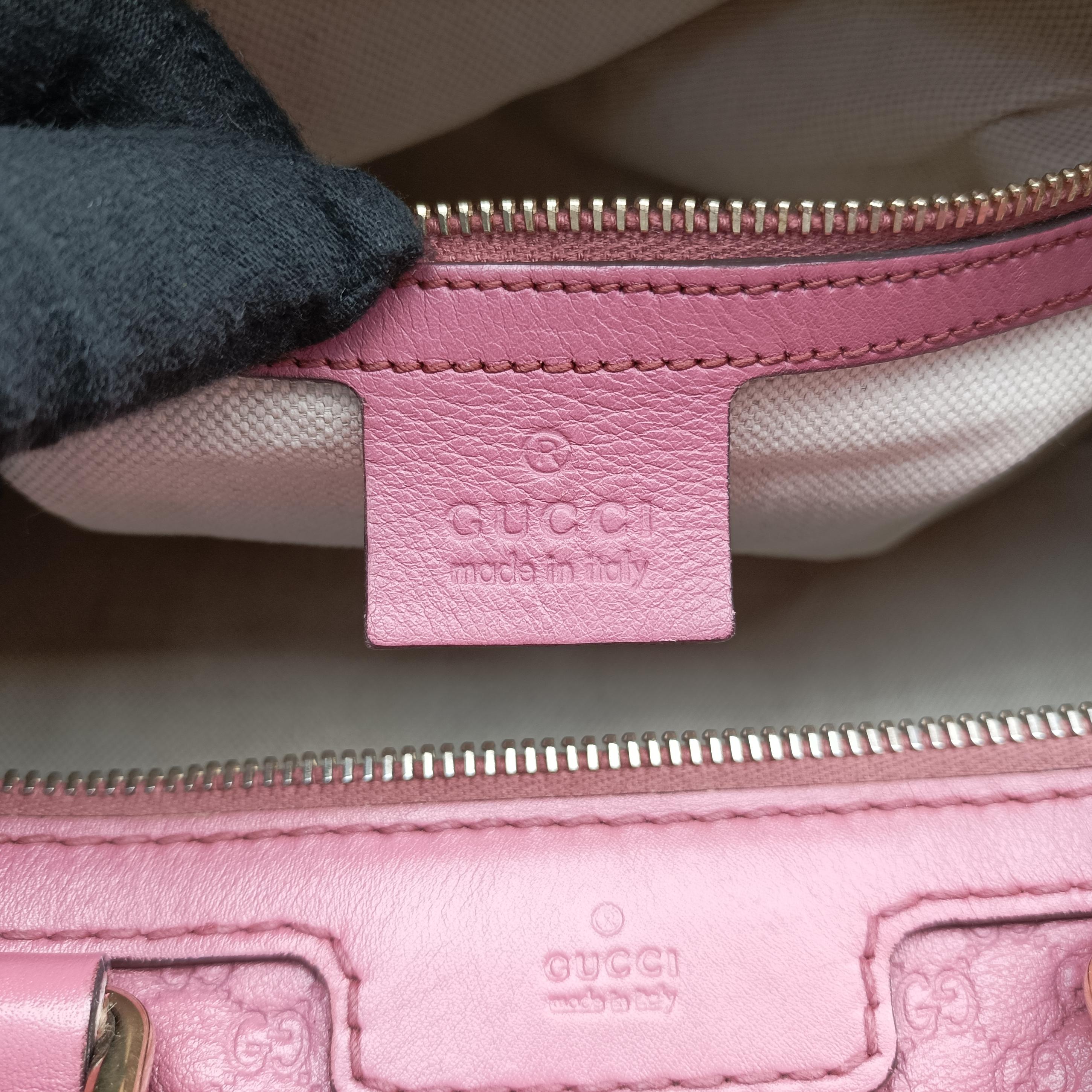 Pre-owned Gucci Sherry Line Pink Leather 247205 bostonbag | stylenewstar