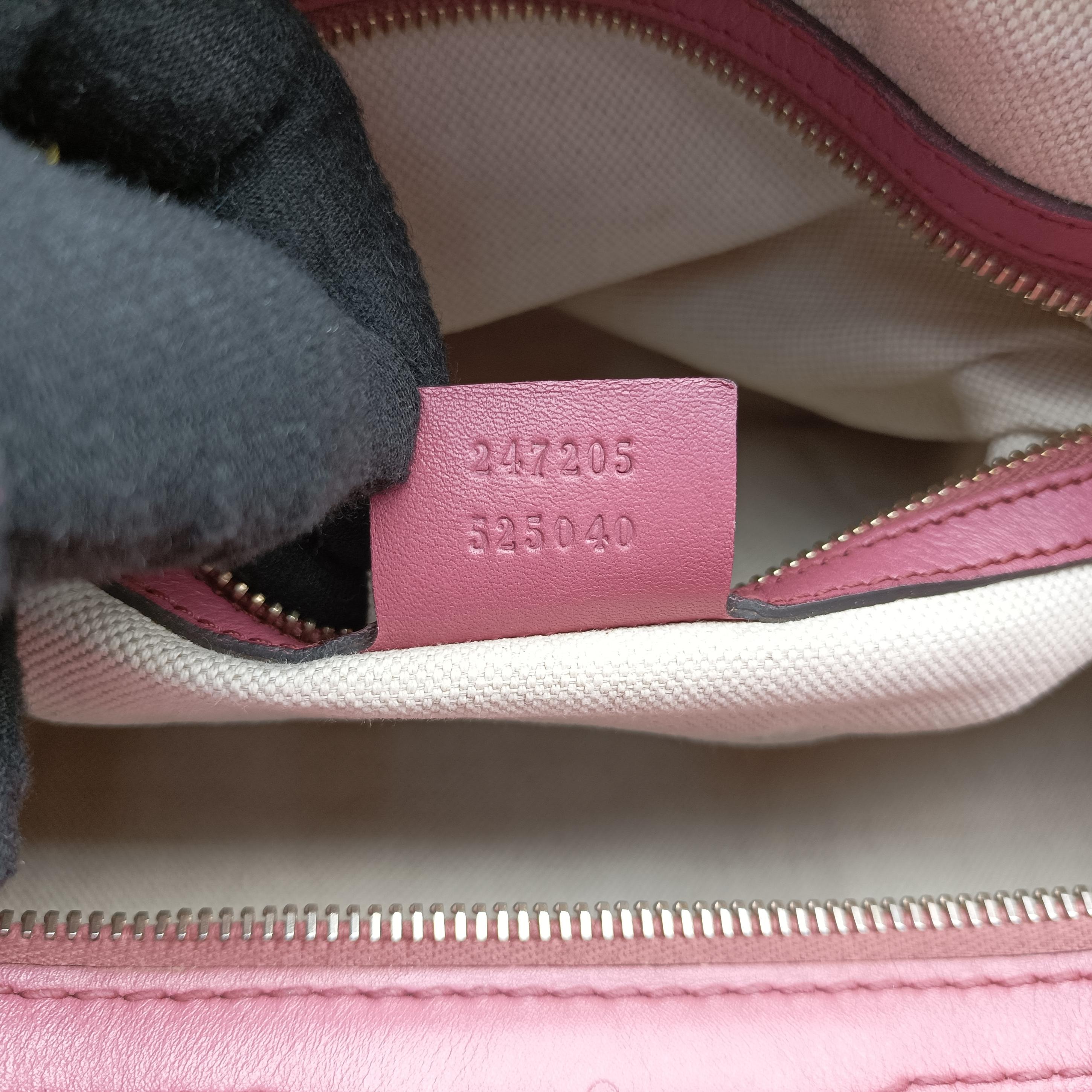Pre-owned Gucci Sherry Line Pink Leather 247205 bostonbag | stylenewstar