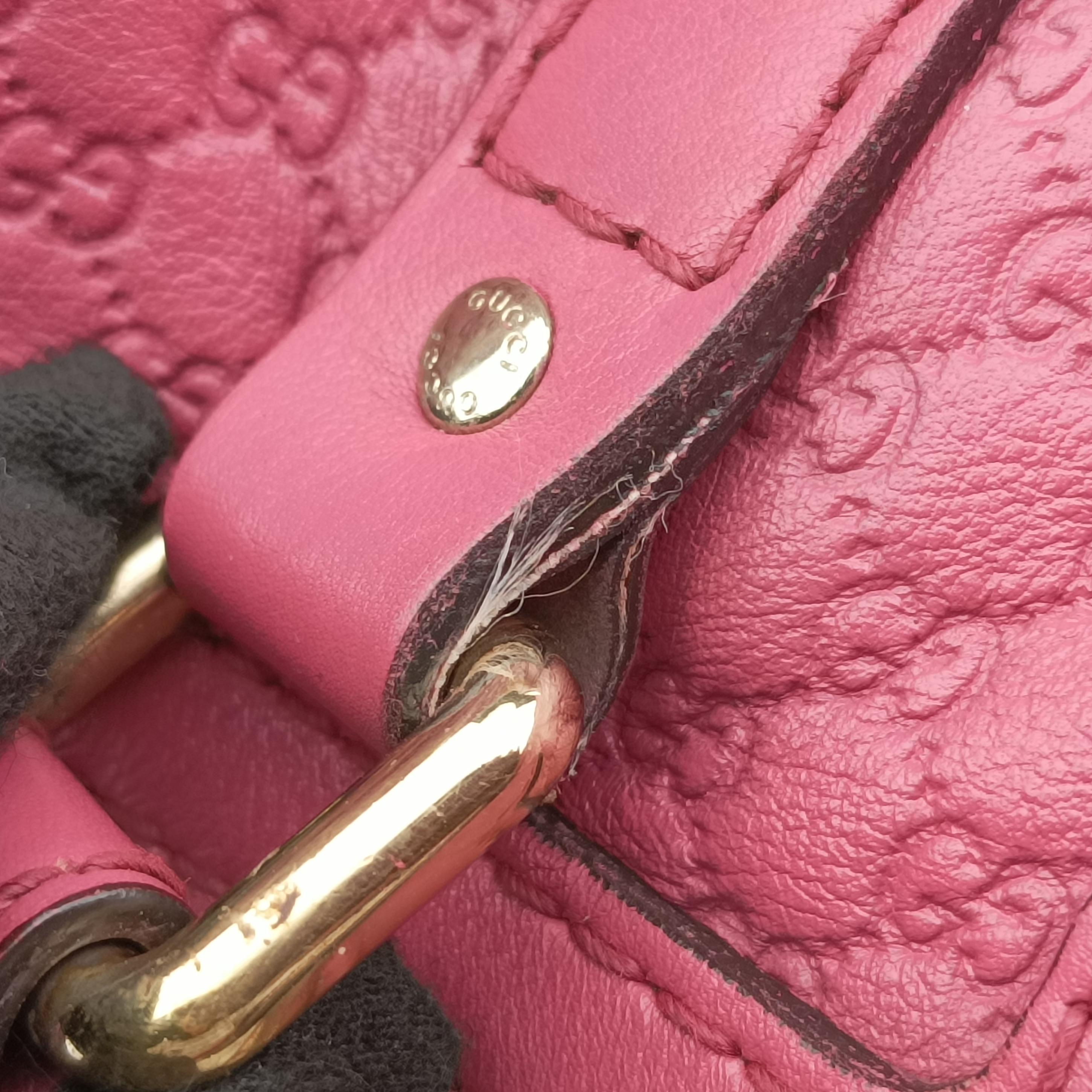 Pre-owned Gucci Sherry Line Pink Leather 247205 bostonbag | stylenewstar