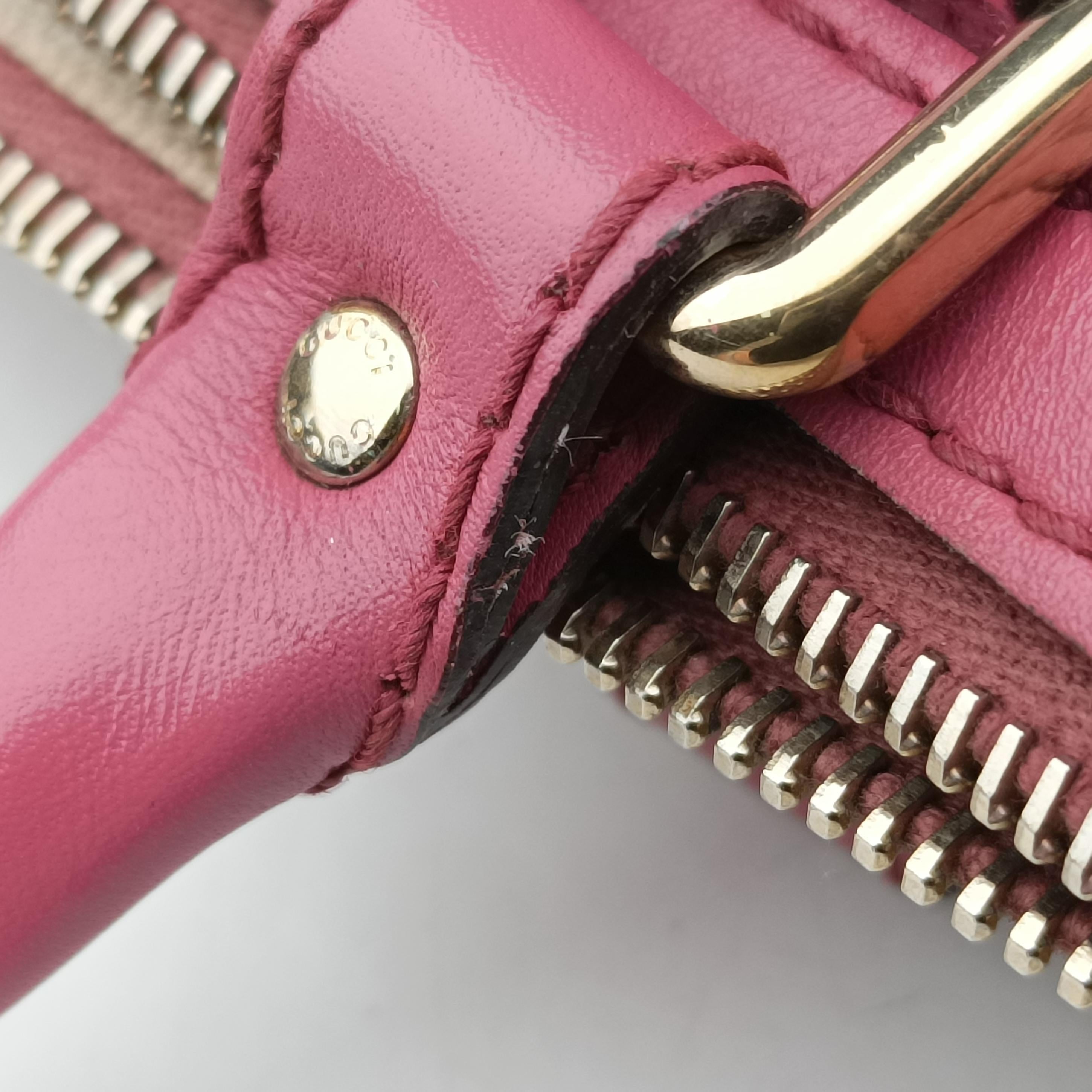 Pre-owned Gucci Sherry Line Pink Leather 247205 bostonbag | stylenewstar