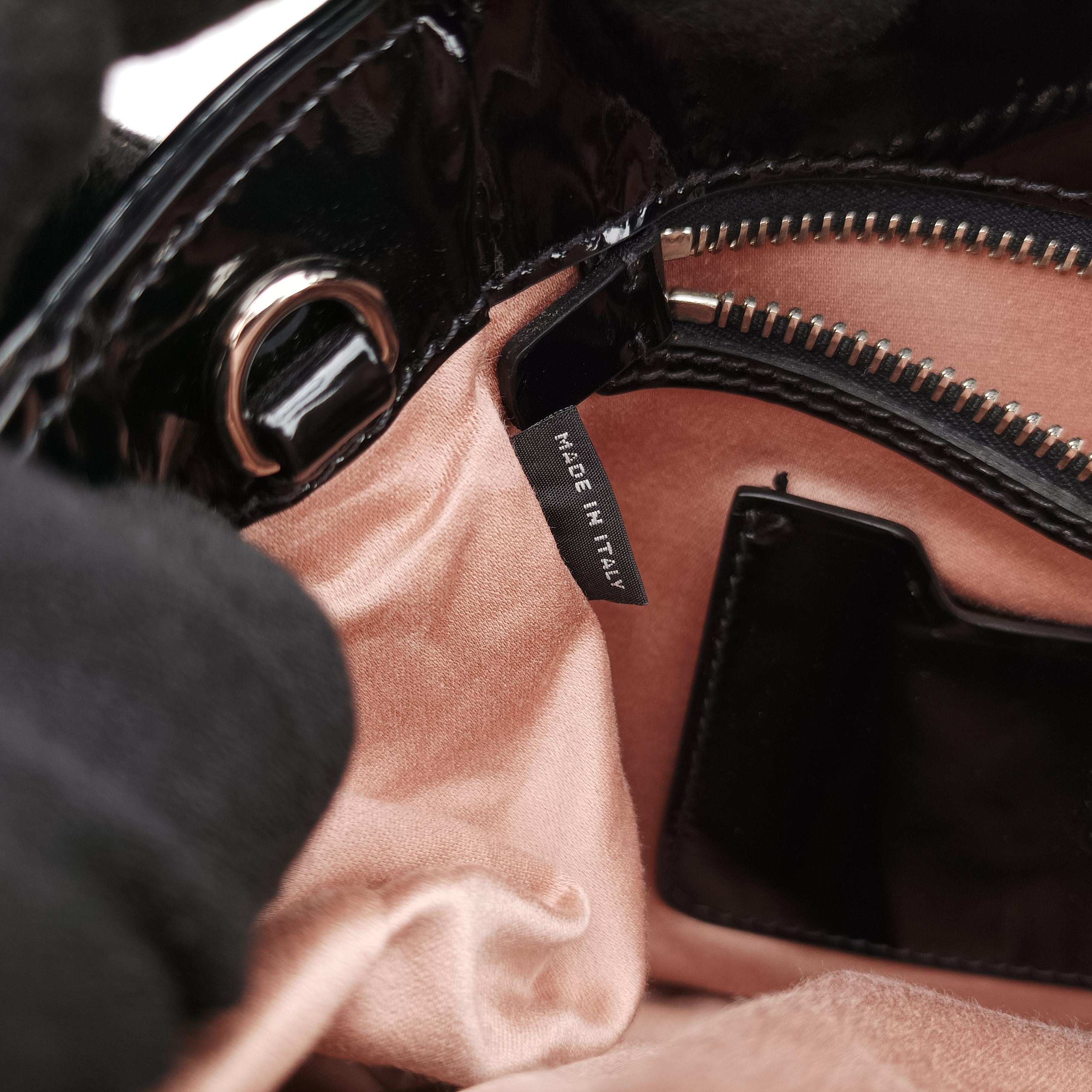 Pre-owned Miu Miu Double Zip Bowling Black patent  handbag | stylenewstar