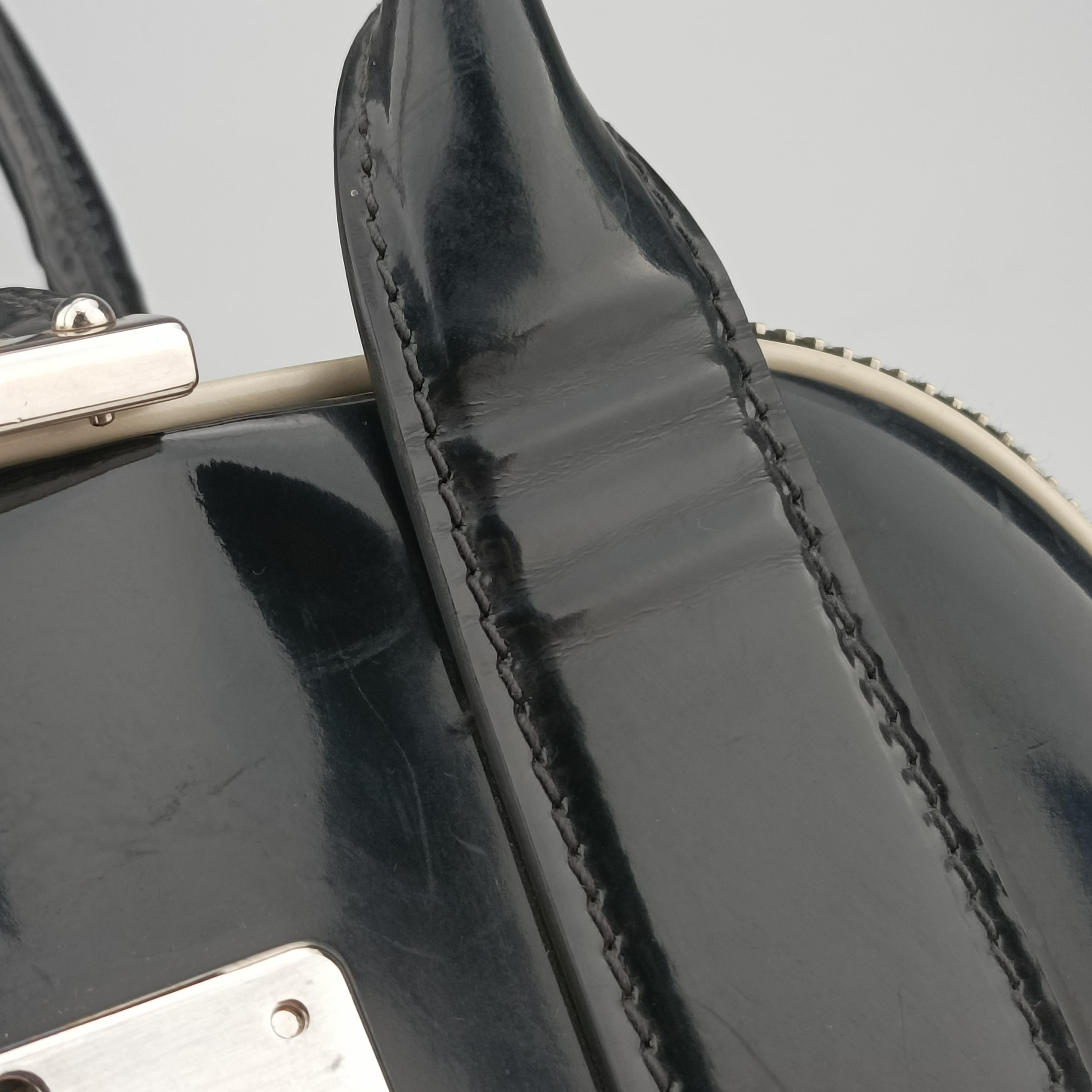 Pre-owned Miu Miu Double Zip Bowling Black patent  handbag | stylenewstar