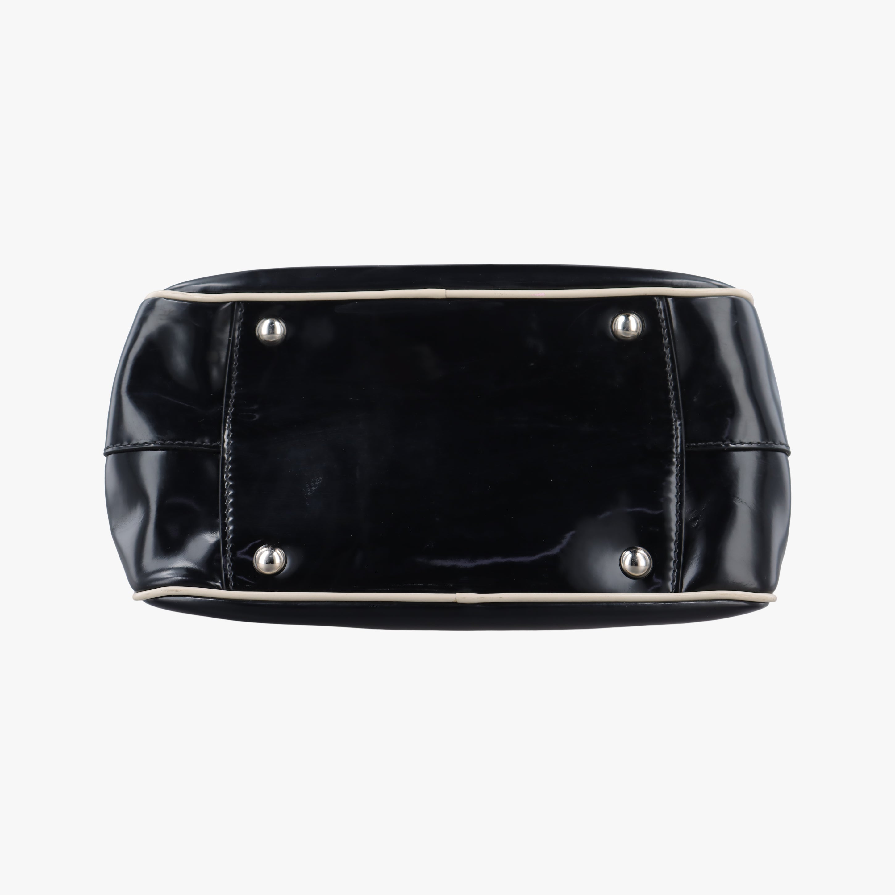 Pre-owned Miu Miu Double Zip Bowling Black patent  handbag | stylenewstar