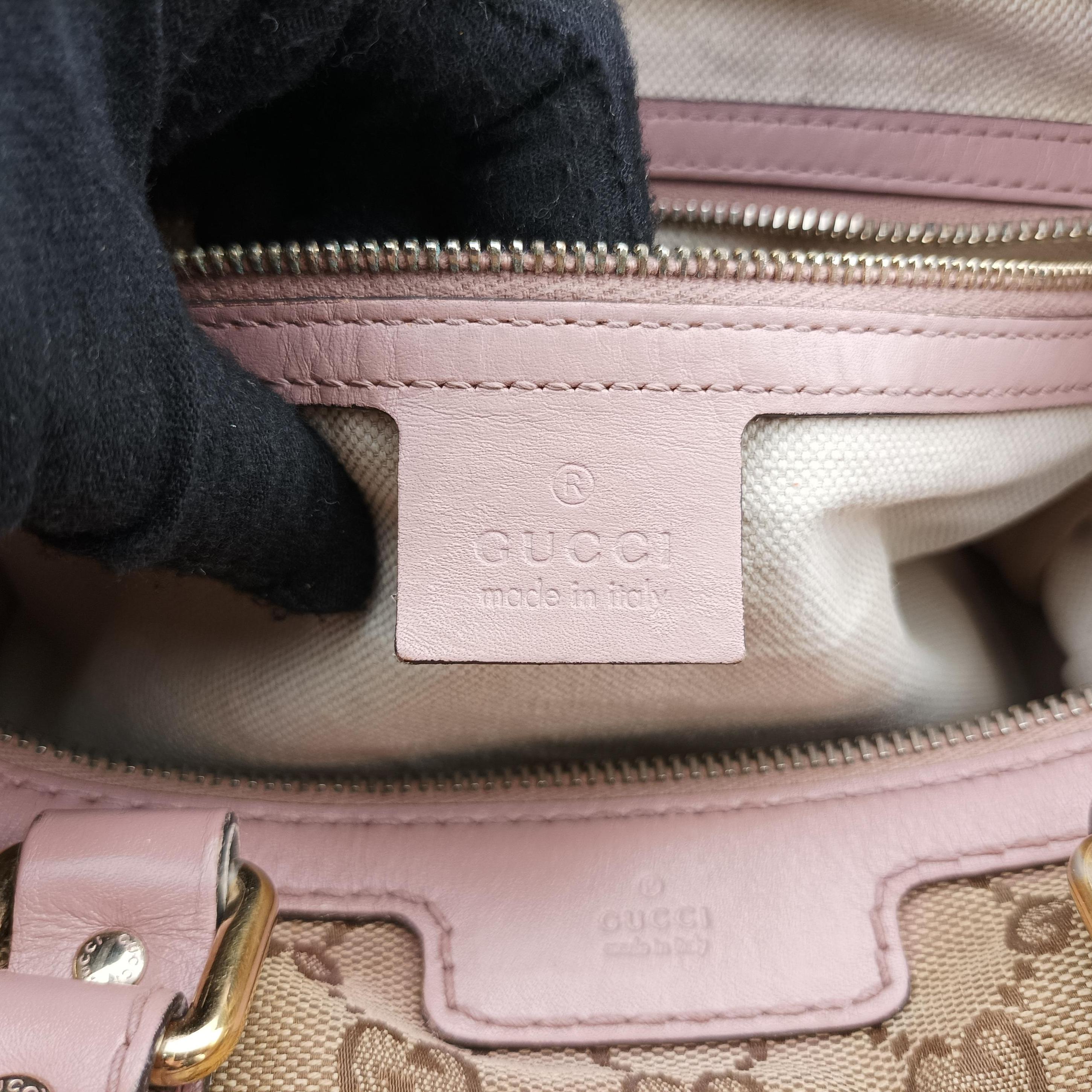 Vintage Gucci Sherry Line beige×pink canvas×leather 247205 bostonbag | stylenewstar